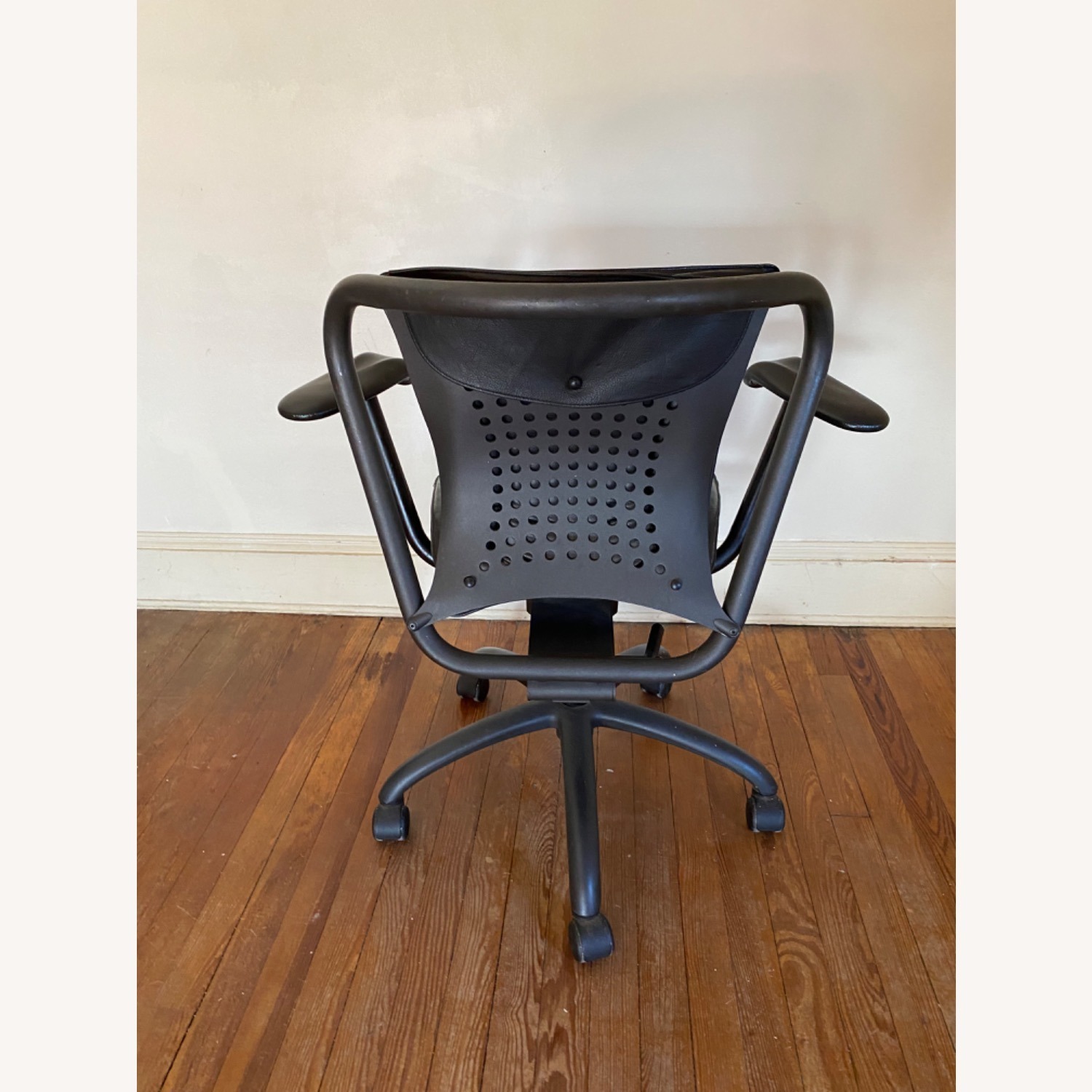 Design Within Reach Black Leather Wrapped Office Arm Chair - image-4