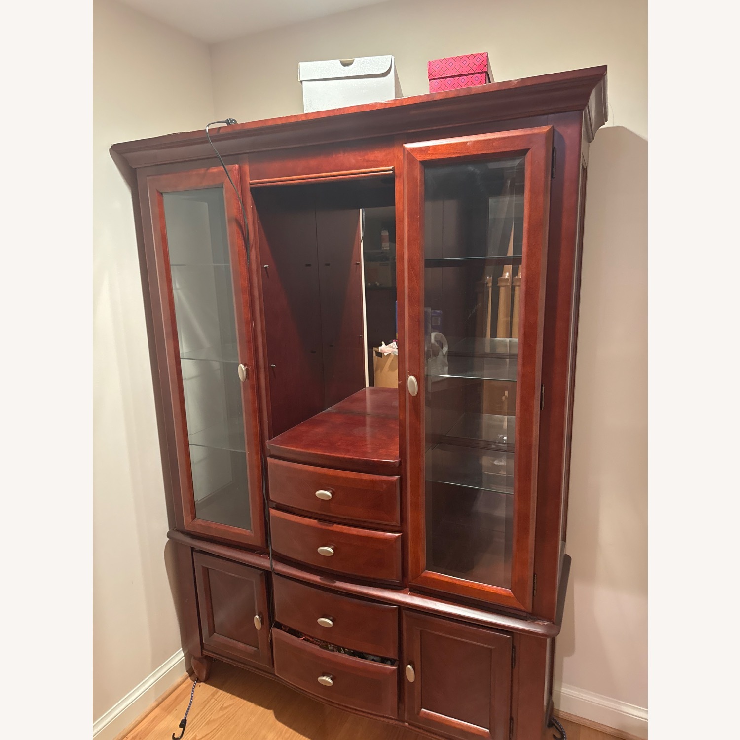 Wood Storage Mirrored and Lighting 2 Piece - image-1