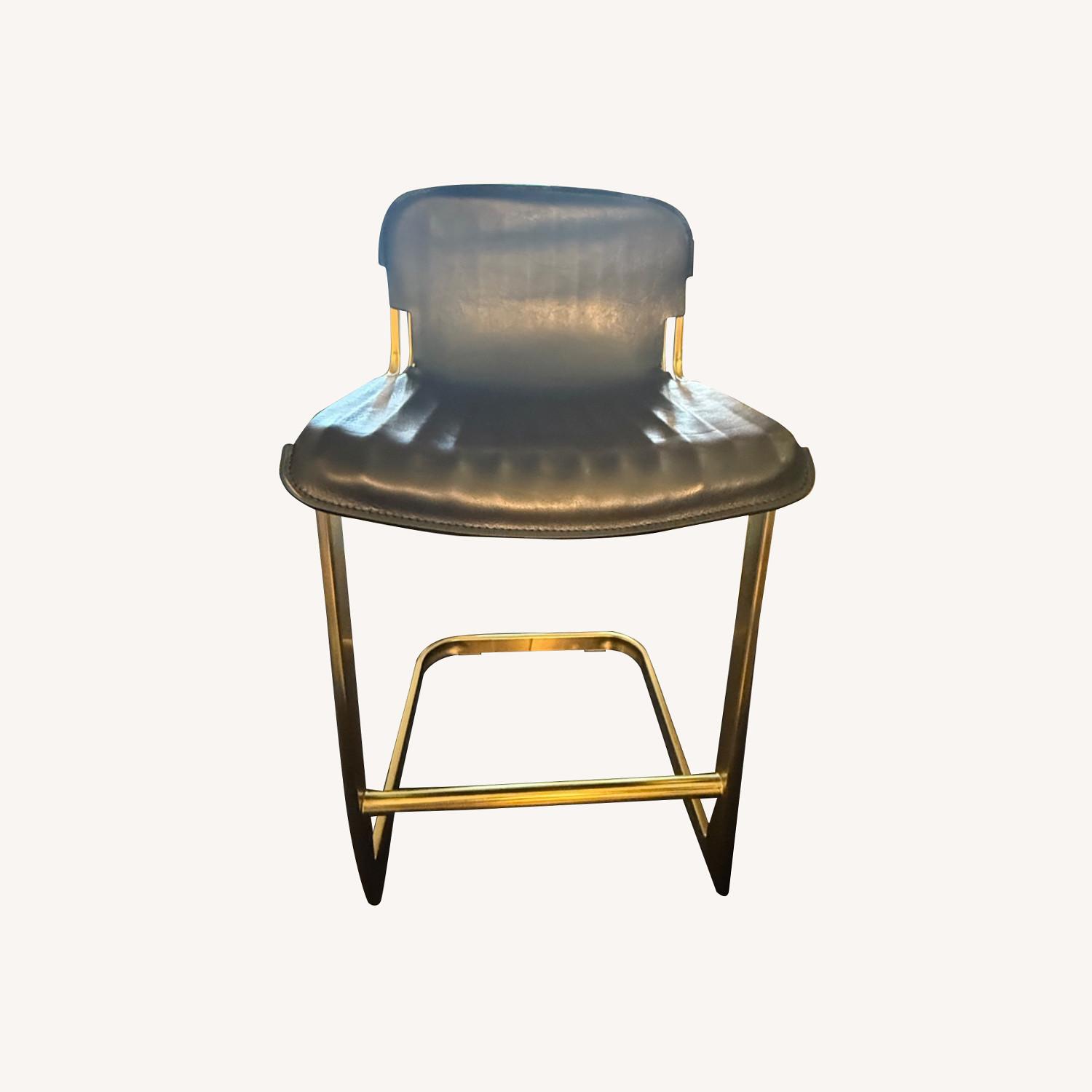 Pair of CB2 Rake Black Counter Stools - image-0