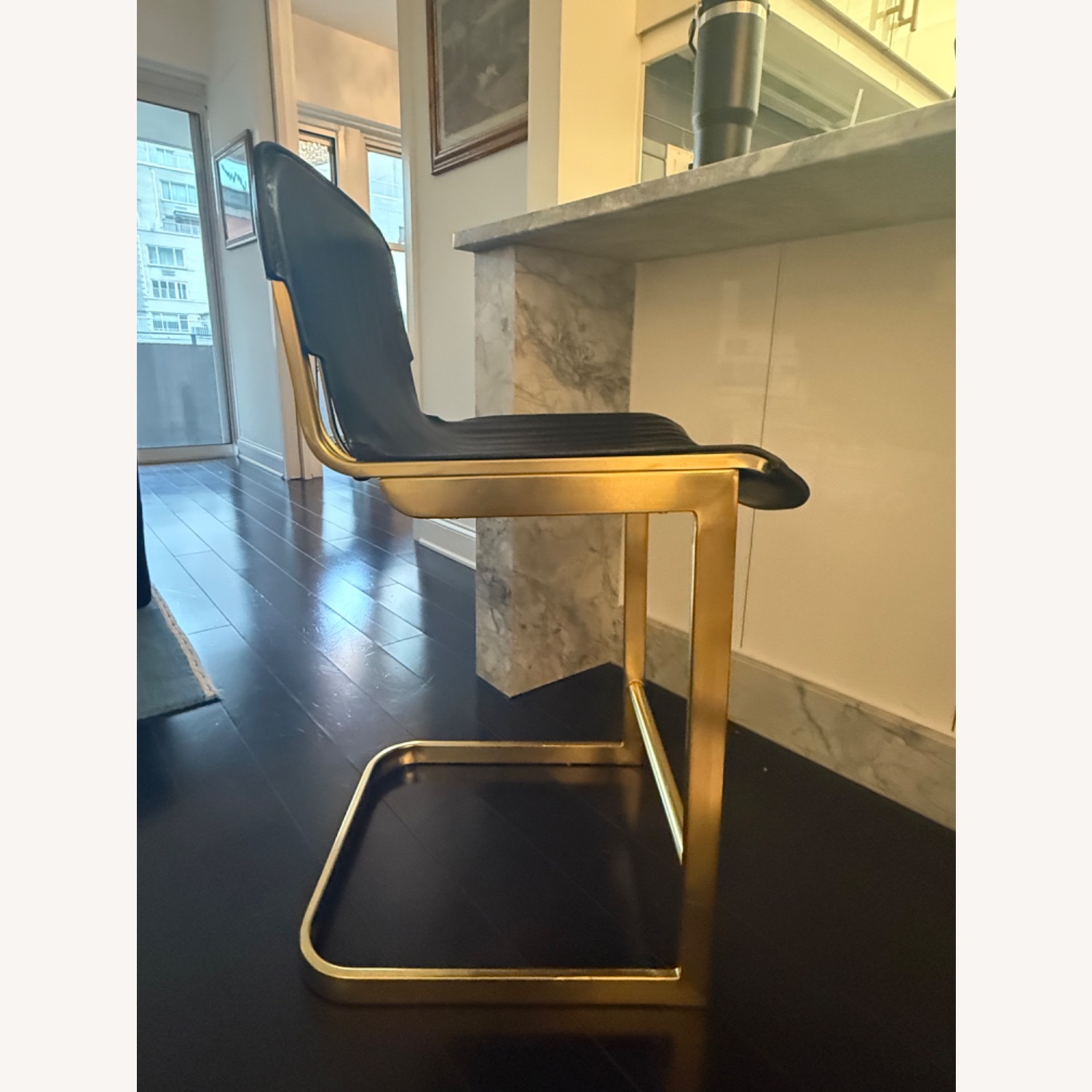 Pair of CB2 Rake Black Counter Stools - image-2