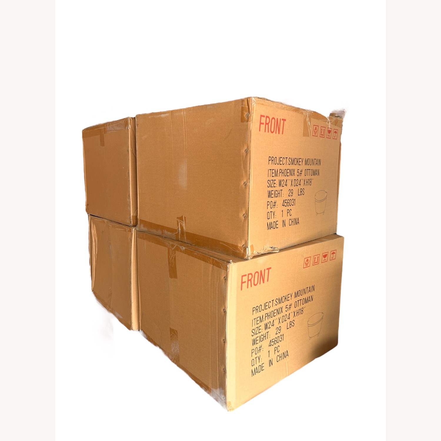 (4) Smokey Mountain Leather Ottoman/Footstools - image-2