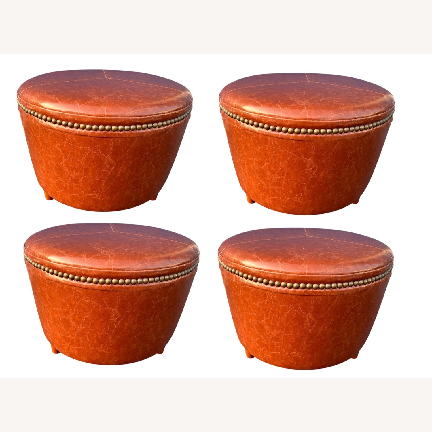 (4) Smokey Mountain Leather Ottoman/Footstools - image-5