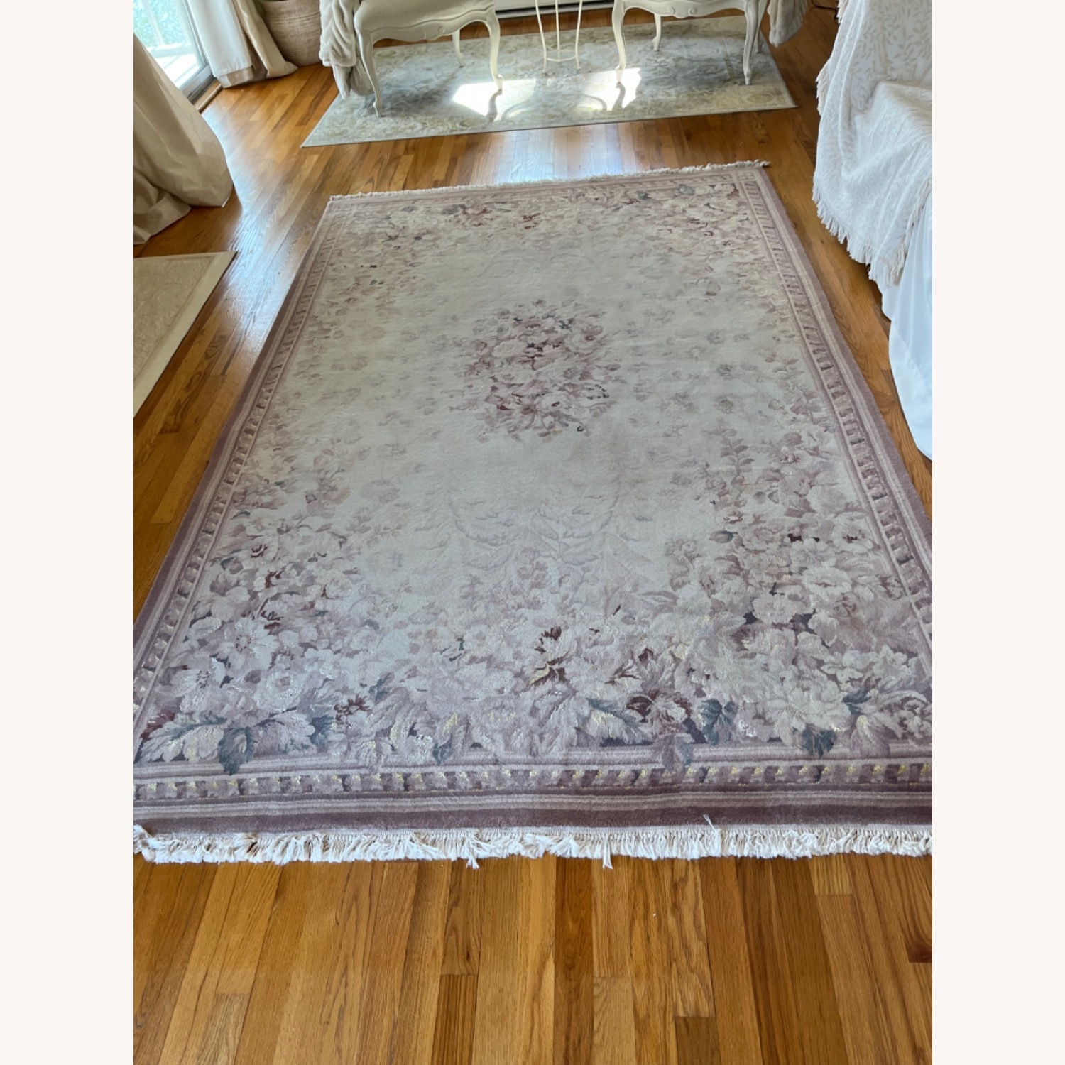 French Wool Cotton Silk Aubusson Rug - image-1