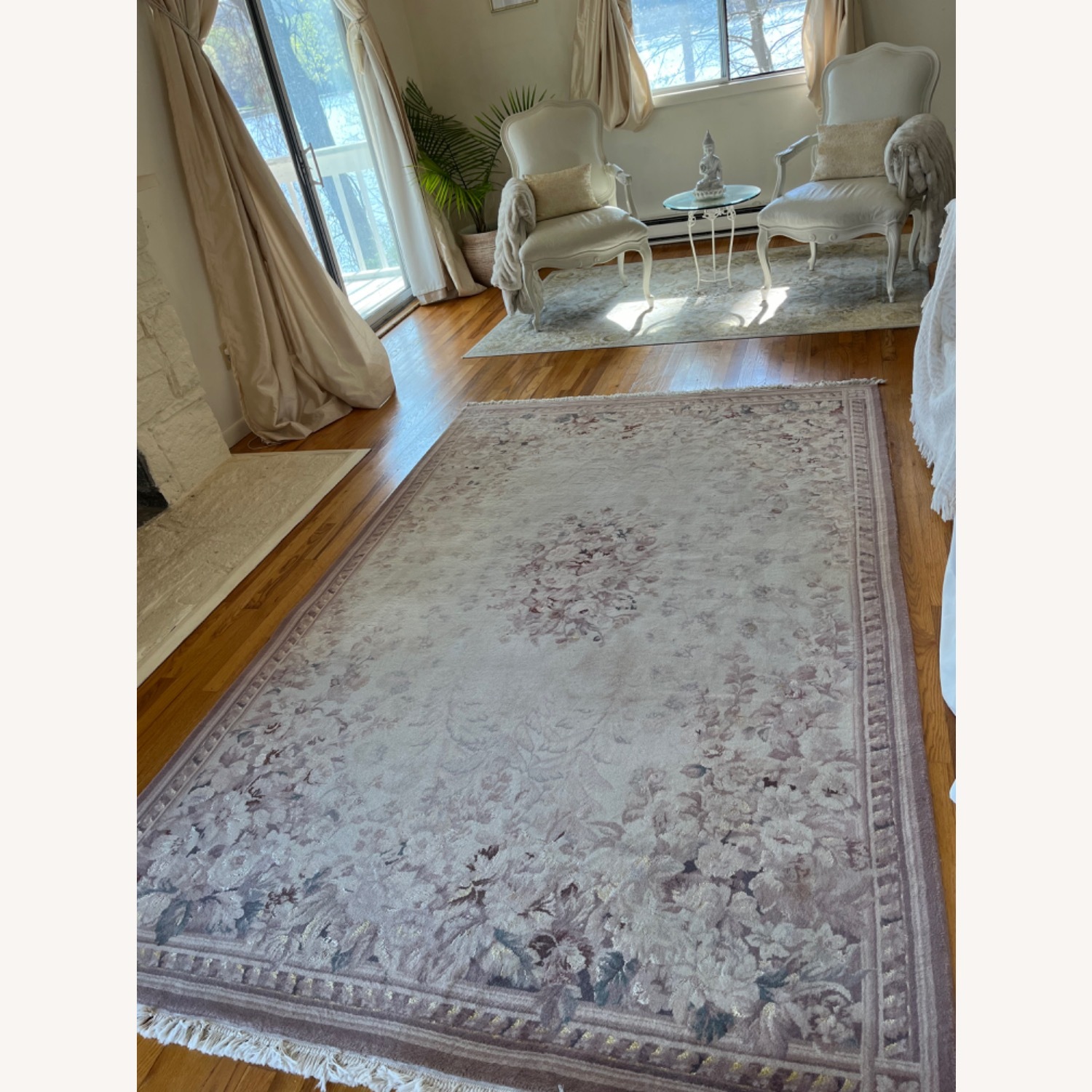 French Wool Cotton Silk Aubusson Rug - image-2