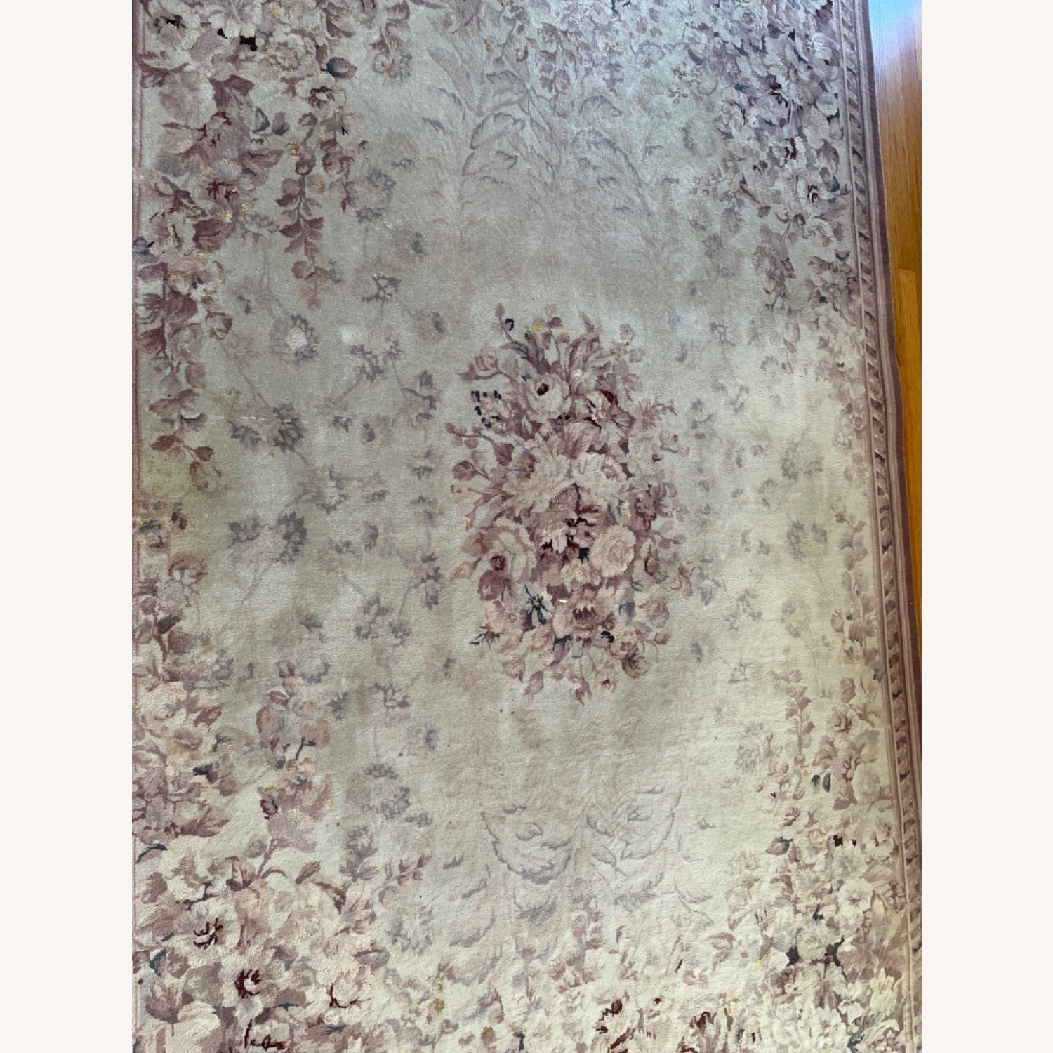 French Wool Cotton Silk Aubusson Rug - image-3