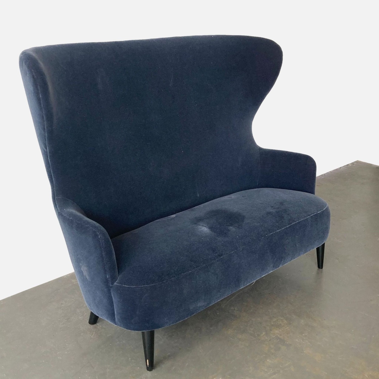 Restoration Hardware Velvet Wingback Loveseat - image-2