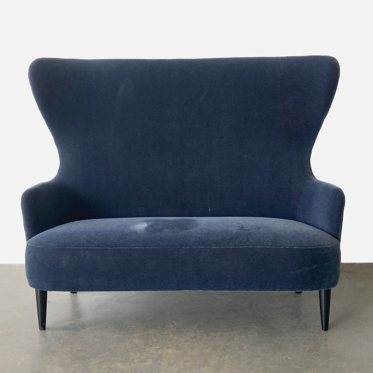 Restoration Hardware Velvet Wingback Loveseat - image-1