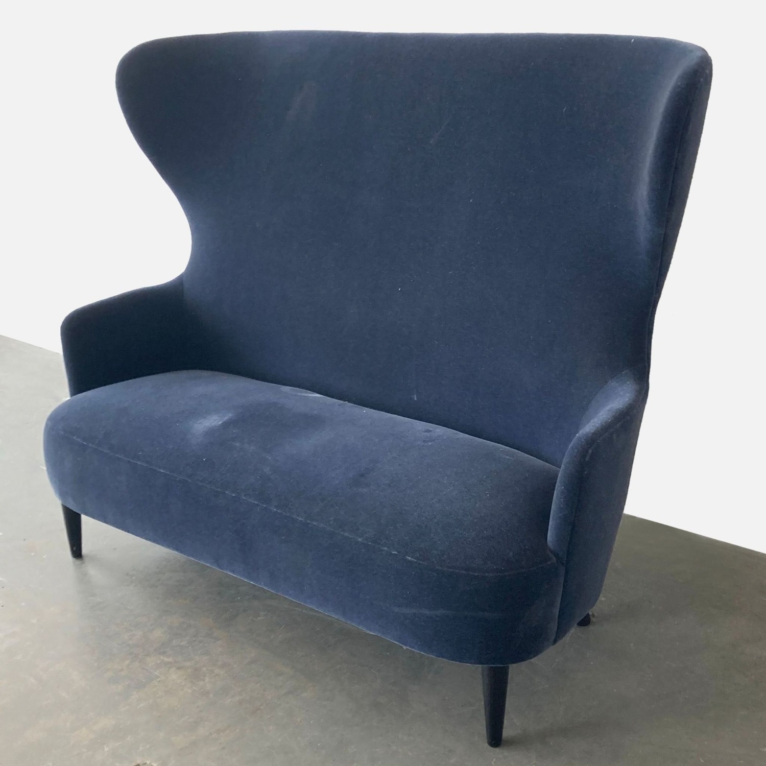 Restoration Hardware Velvet Wingback Loveseat - image-3