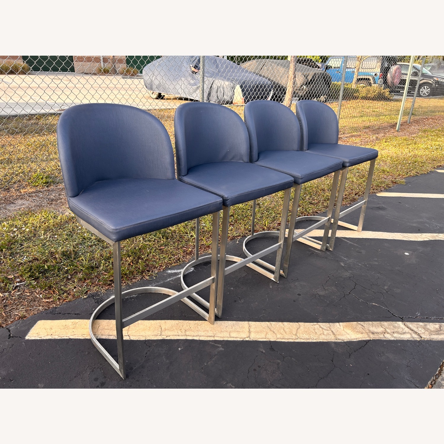 (4) Upholstered Metal Framed Counter Height Stools - image-2
