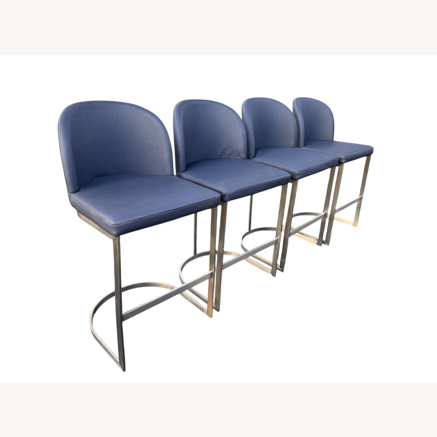 (4) Upholstered Metal Framed Counter Height Stools - image-0