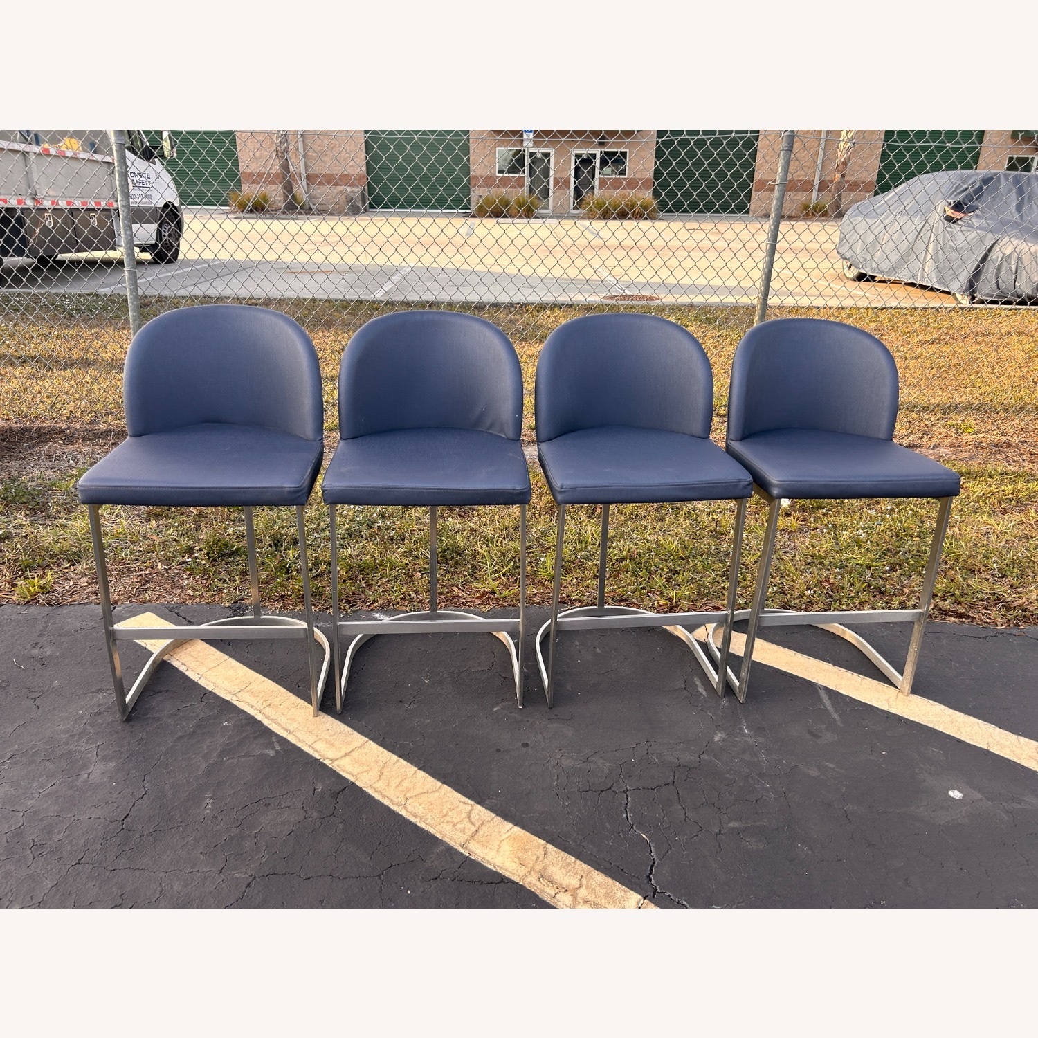 (4) Upholstered Metal Framed Counter Height Stools - image-3