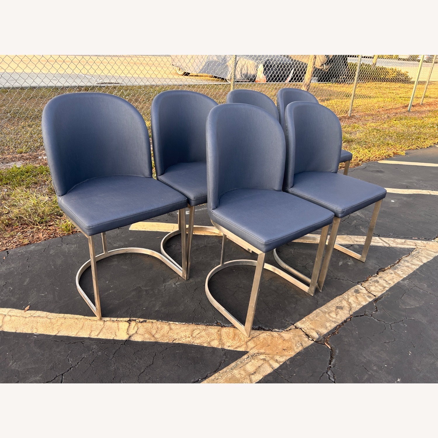 (6) Upholstered Metal Framed Counter Height Stools - image-3