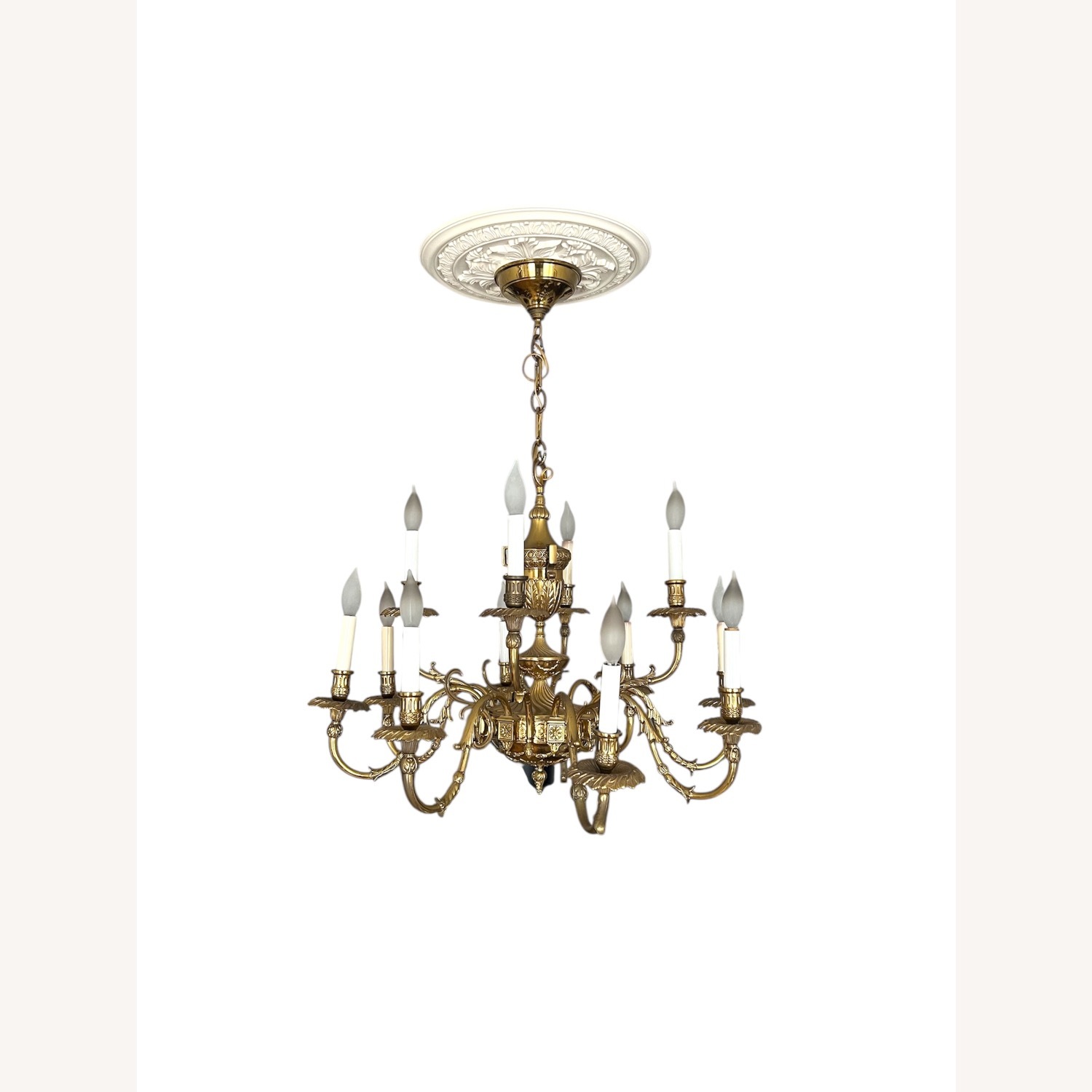 12-Light Brass Baroque Candelabra Chandelier - image-1