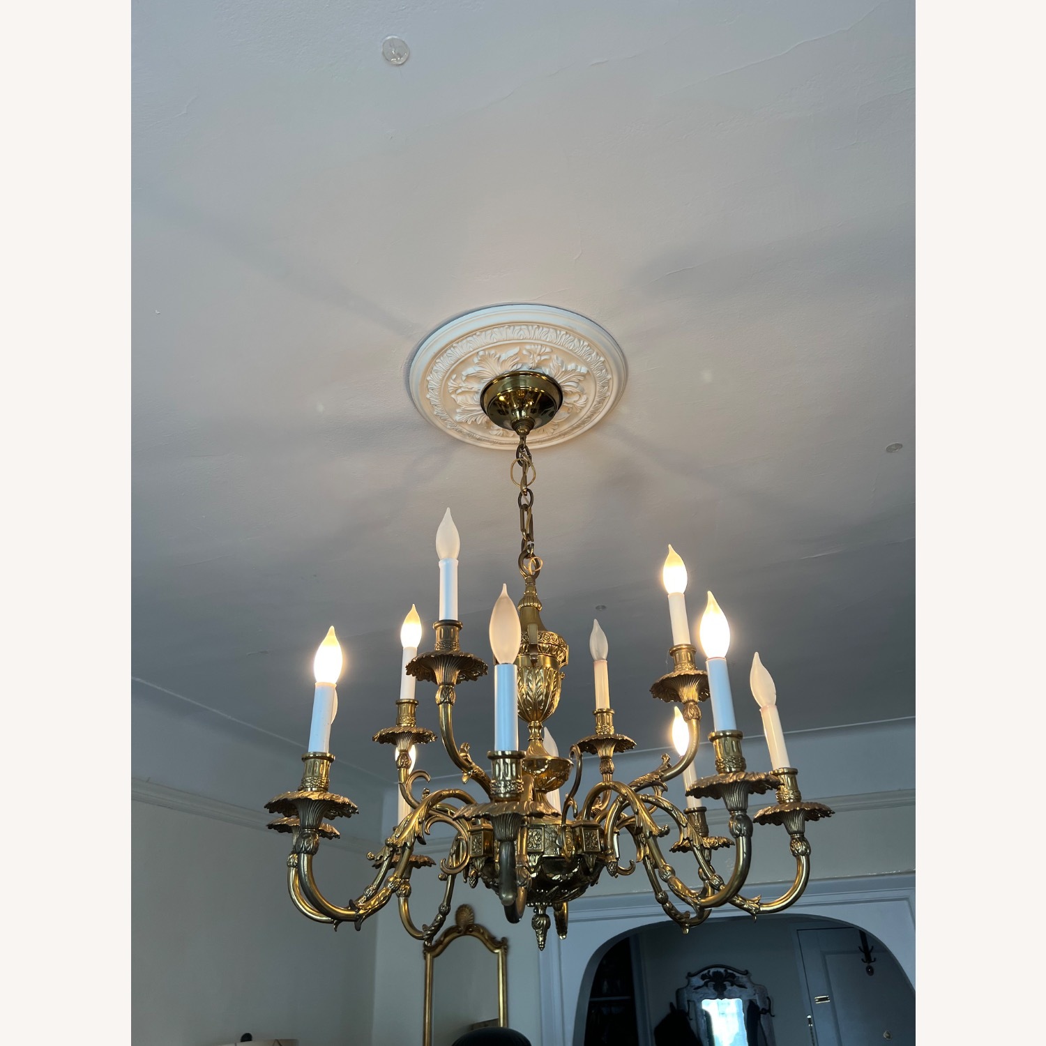 12-Light Brass Baroque Candelabra Chandelier - image-2