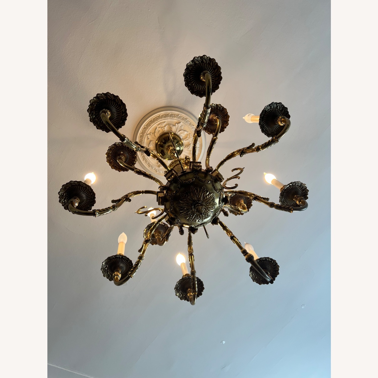 12-Light Brass Baroque Candelabra Chandelier - image-3