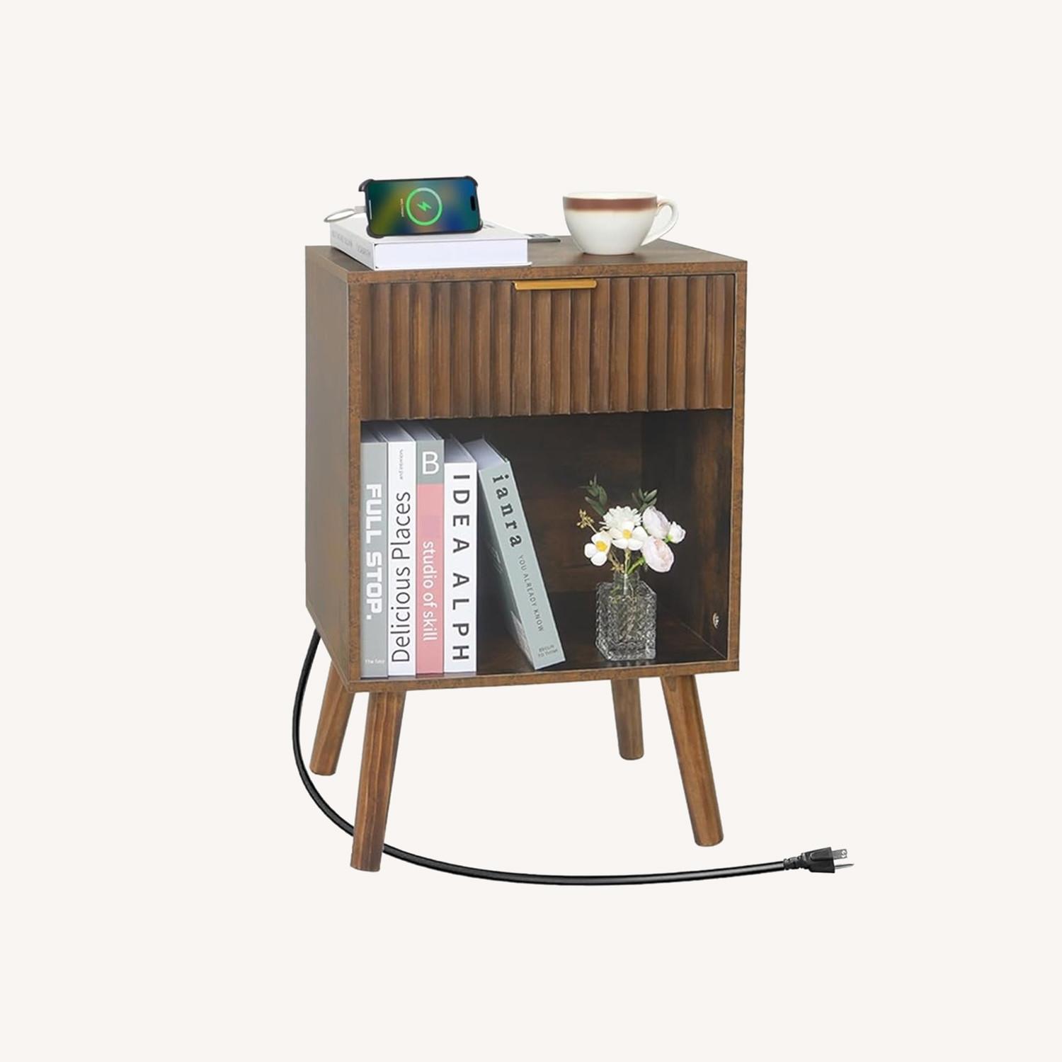 Mid Century Modern Nightstand (with Drawer) - image-0