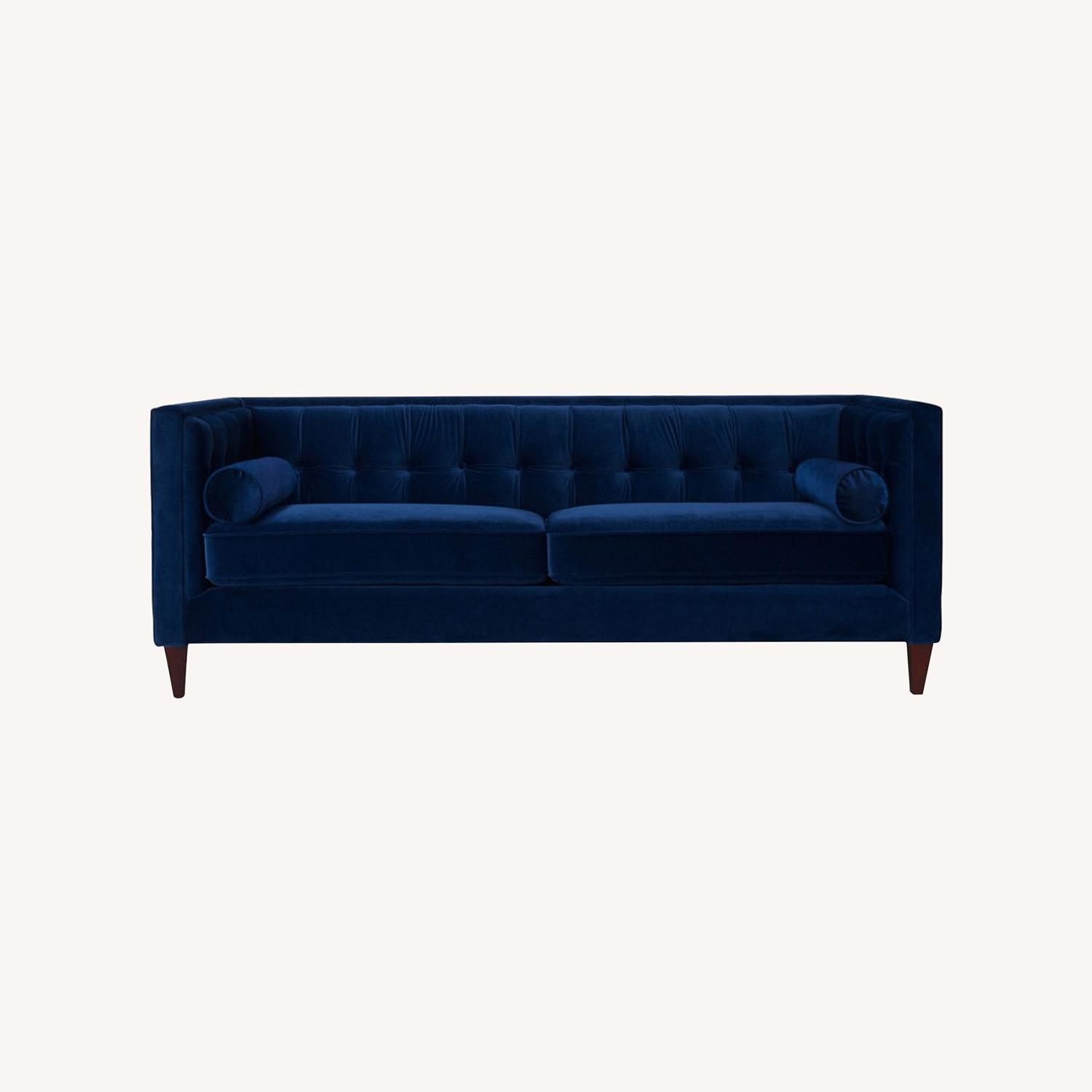 Jack 84" Modern Tuxedo Tufted Sofa, Navy Blue - image-0