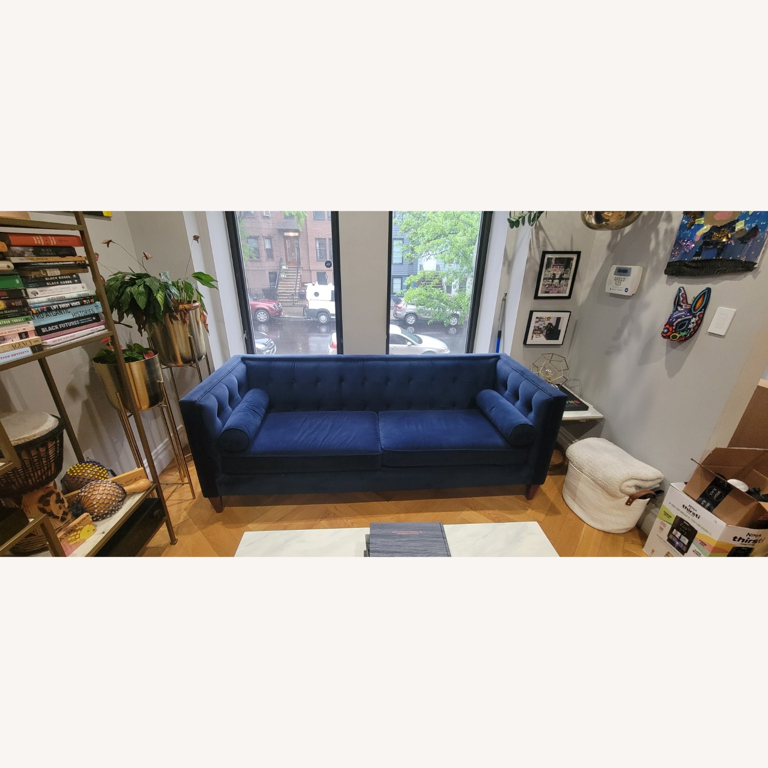 Jack 84" Modern Tuxedo Tufted Sofa, Navy Blue - image-2