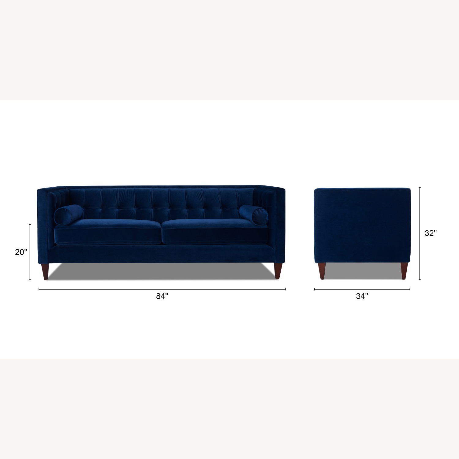 Jack 84" Modern Tuxedo Tufted Sofa, Navy Blue - image-1
