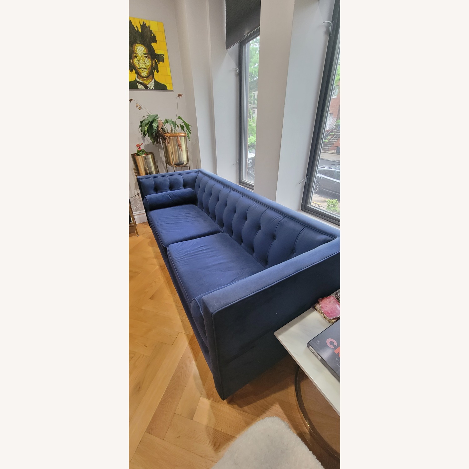 Jack 84" Modern Tuxedo Tufted Sofa, Navy Blue - image-3