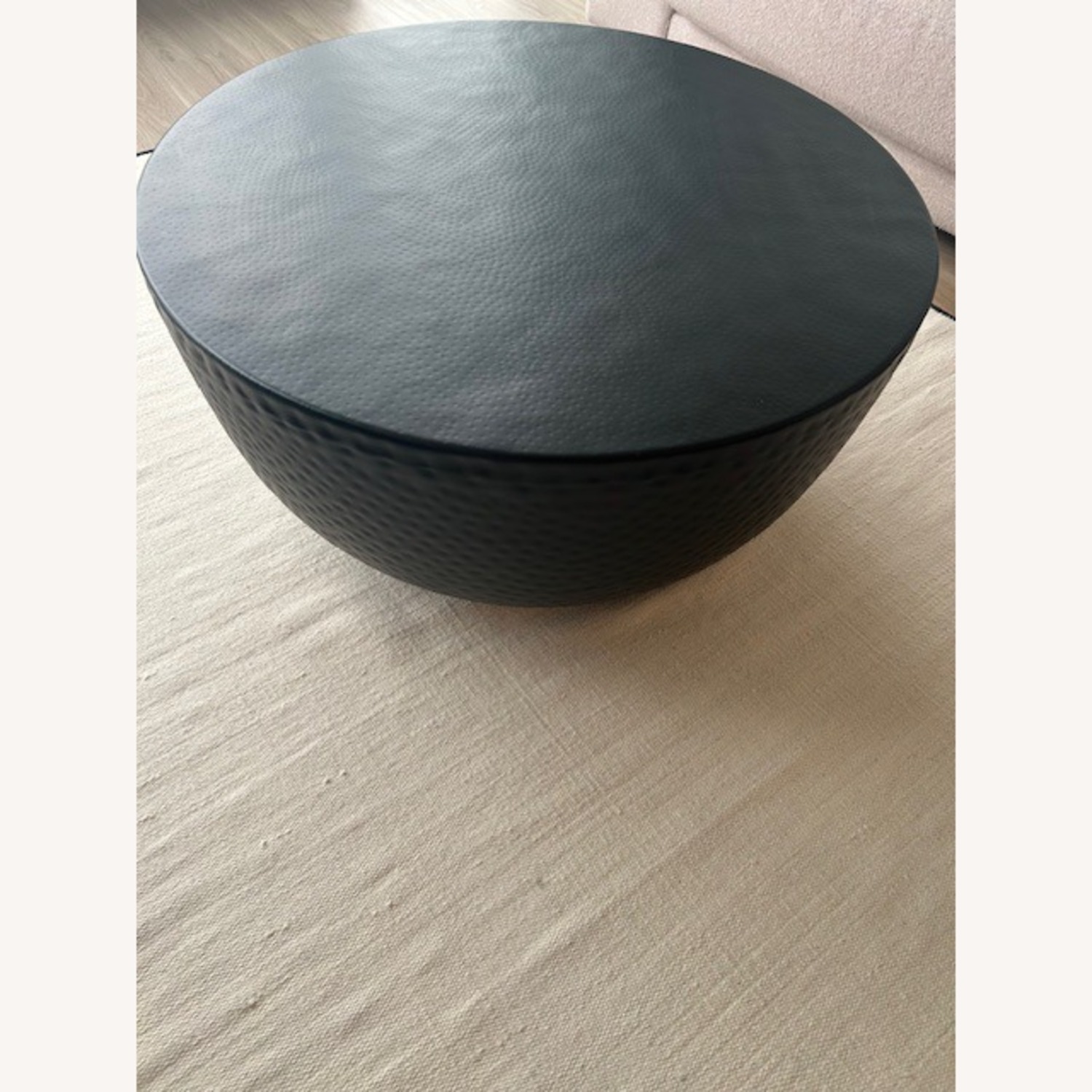 Crate & Barrel Fernando Metal Drum 32.5" Round Coffee Table - image-4