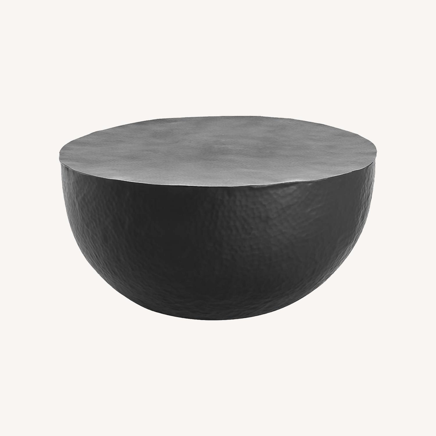 Crate & Barrel Fernando Metal Drum 32.5" Round Coffee Table - image-0