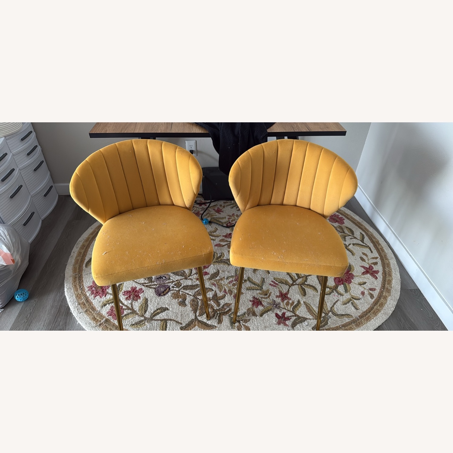 Tufted Mustard Yellow Velvet Chairs - image-2