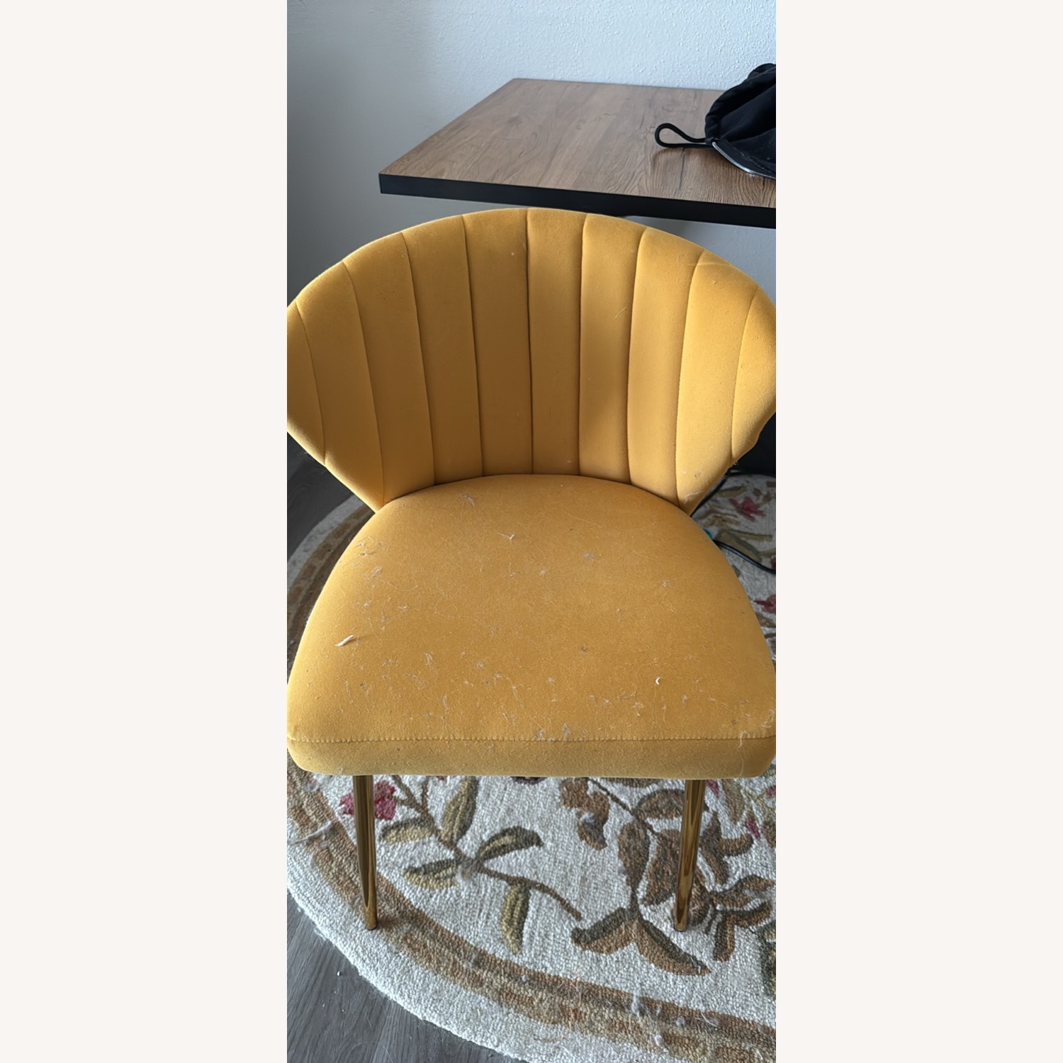 Tufted Mustard Yellow Velvet Chairs - image-1