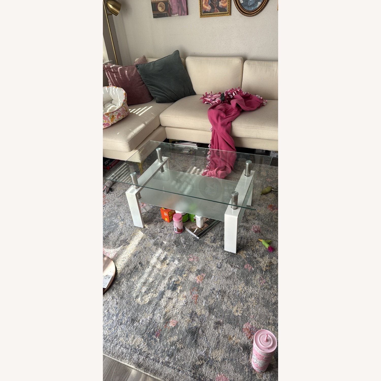 Modern Rectangular Glass Coffee Table - image-2