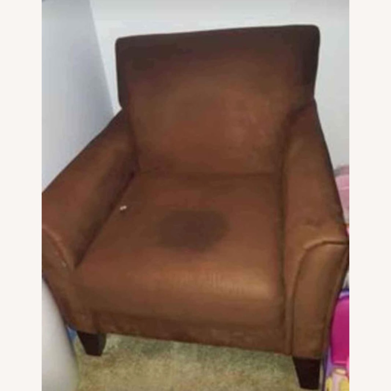 Brown Sofa Chair with Throw Blanket - image-2