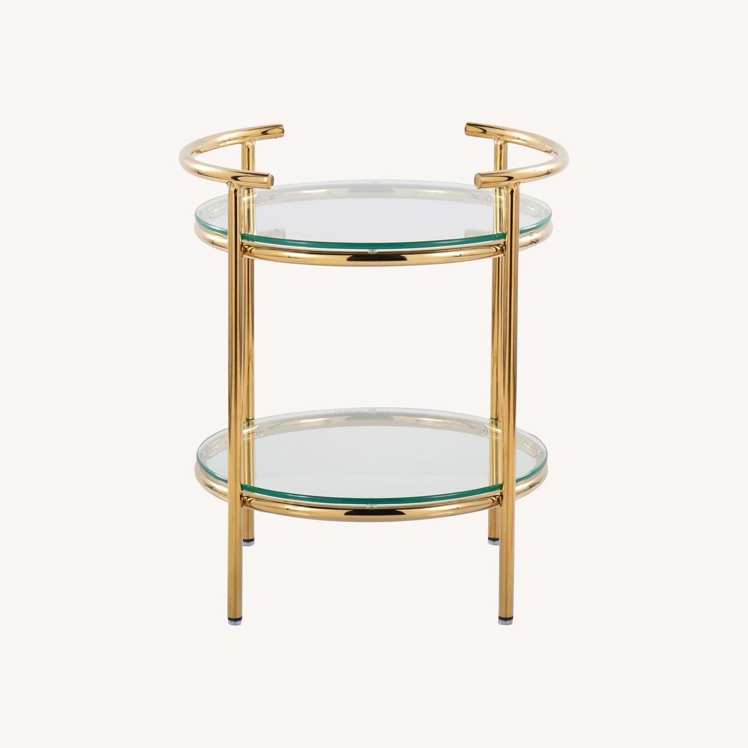 Gold Metal and Clear Glass Tiered Side Table - image-0