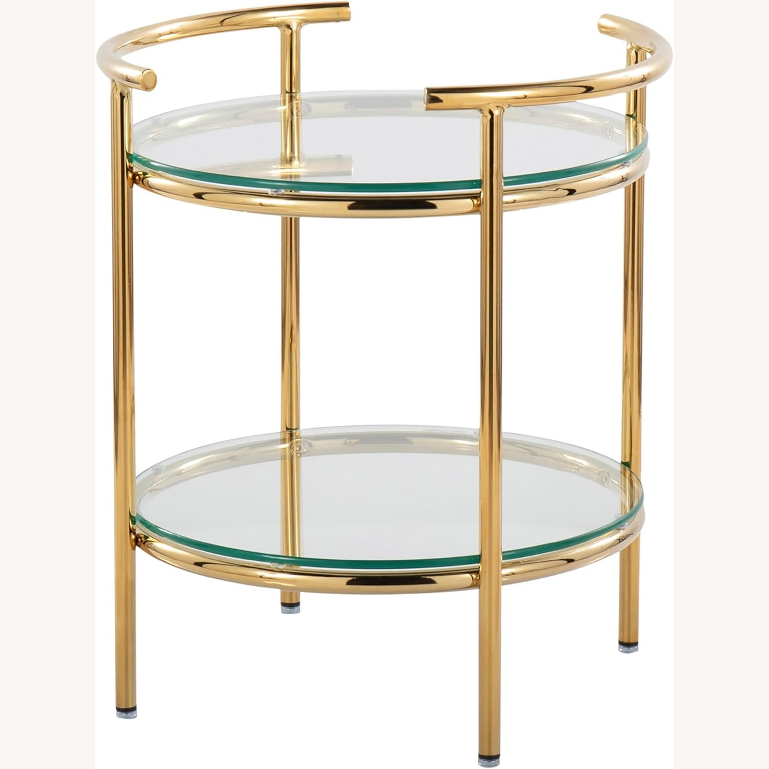 Gold Metal and Clear Glass Tiered Side Table - image-2