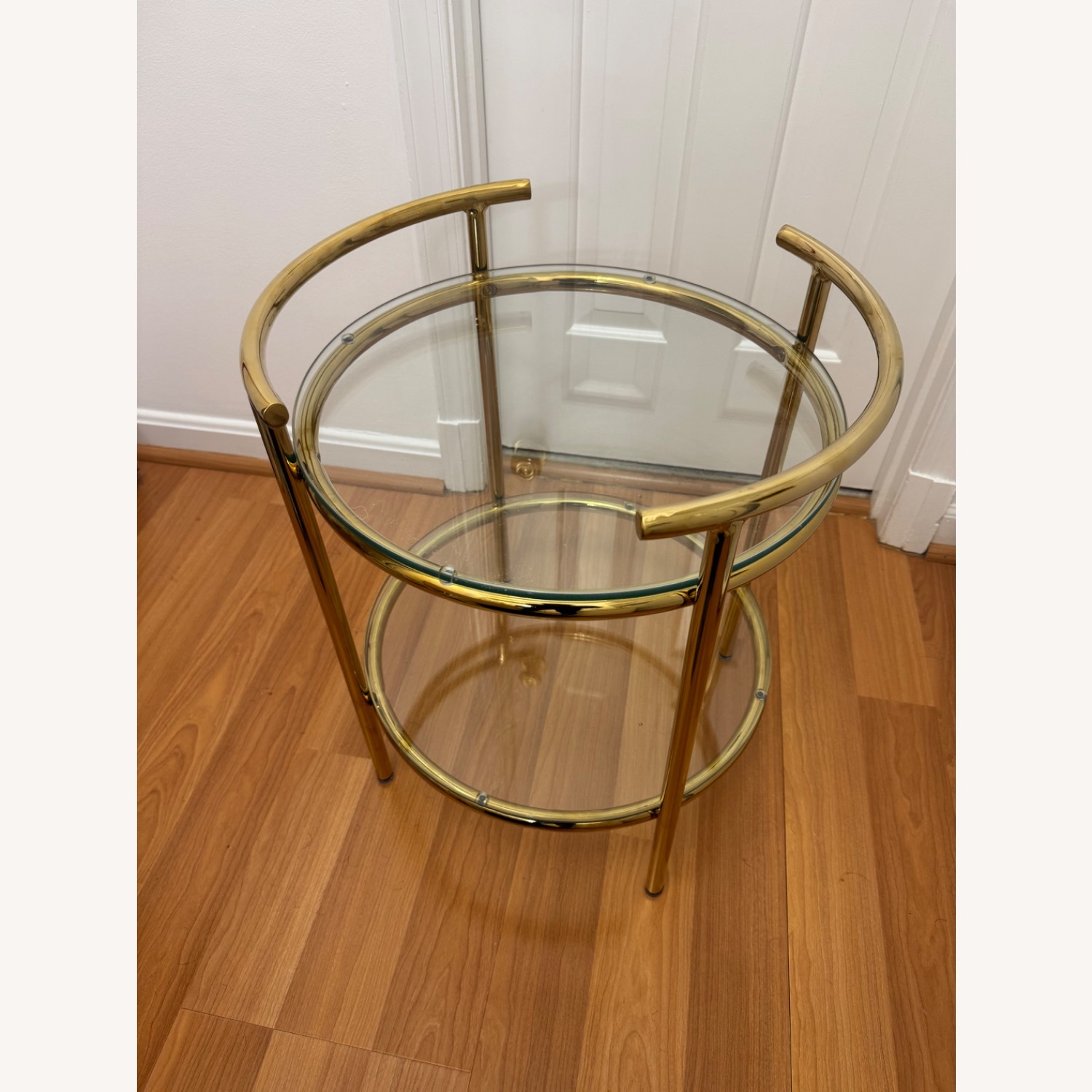 Gold Metal and Clear Glass Tiered Side Table - image-5