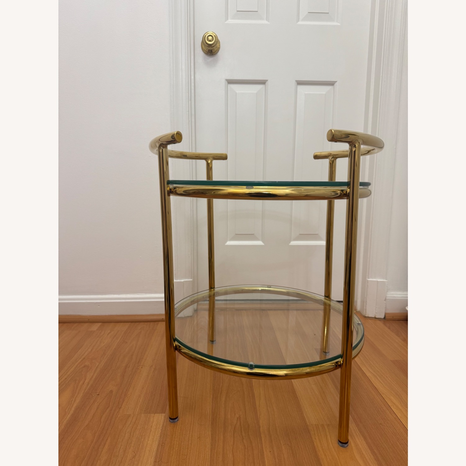 Gold Metal and Clear Glass Tiered Side Table - image-4