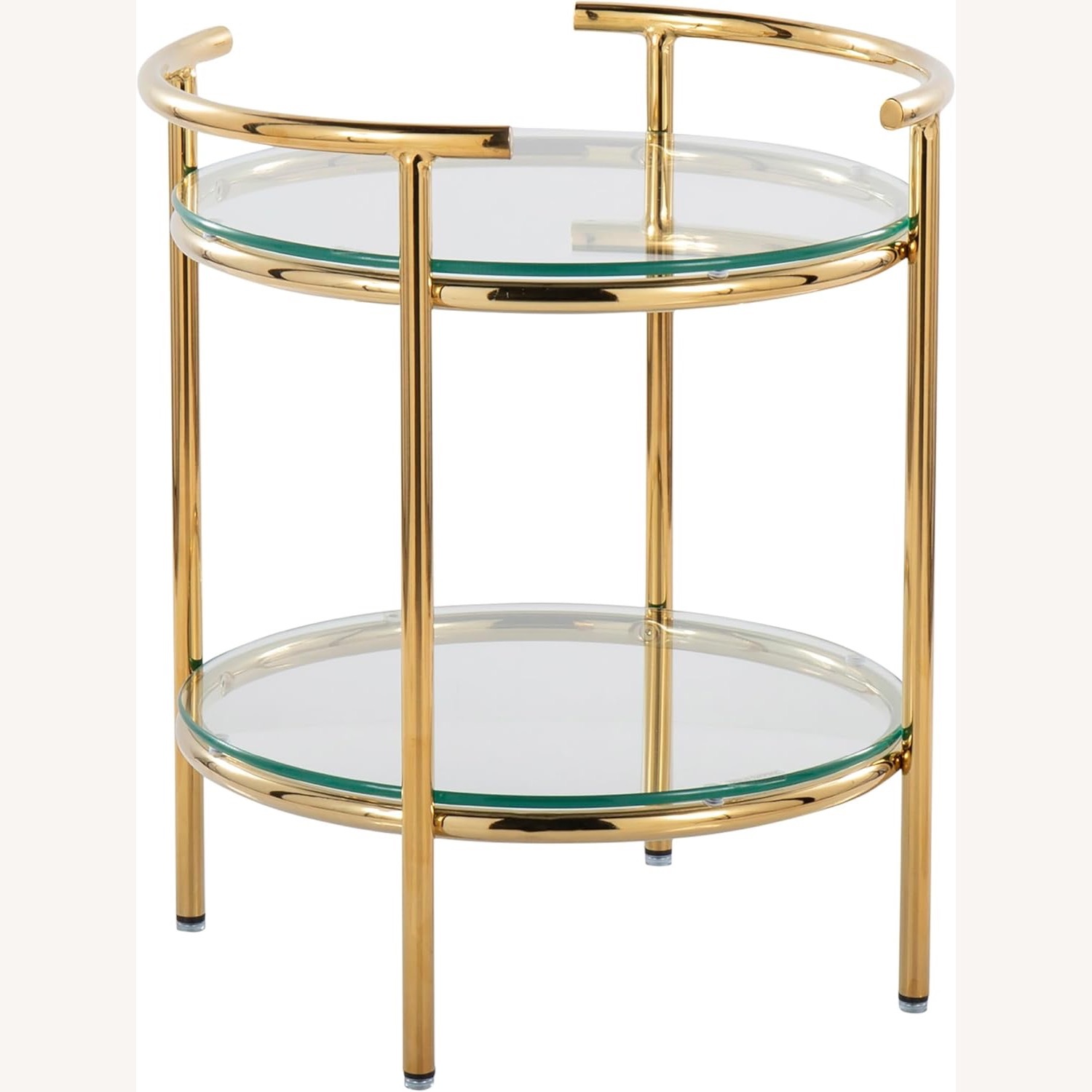 Gold Metal and Clear Glass Tiered Side Table - image-3