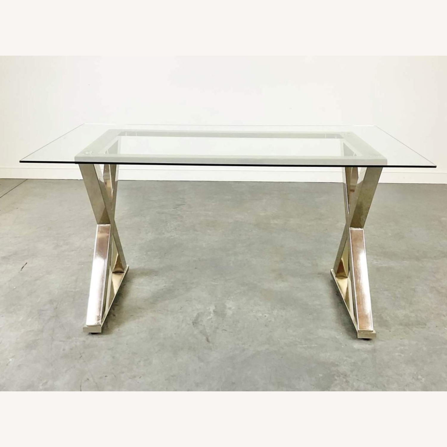 Chrome X Form Desk With Glass Top - image-1