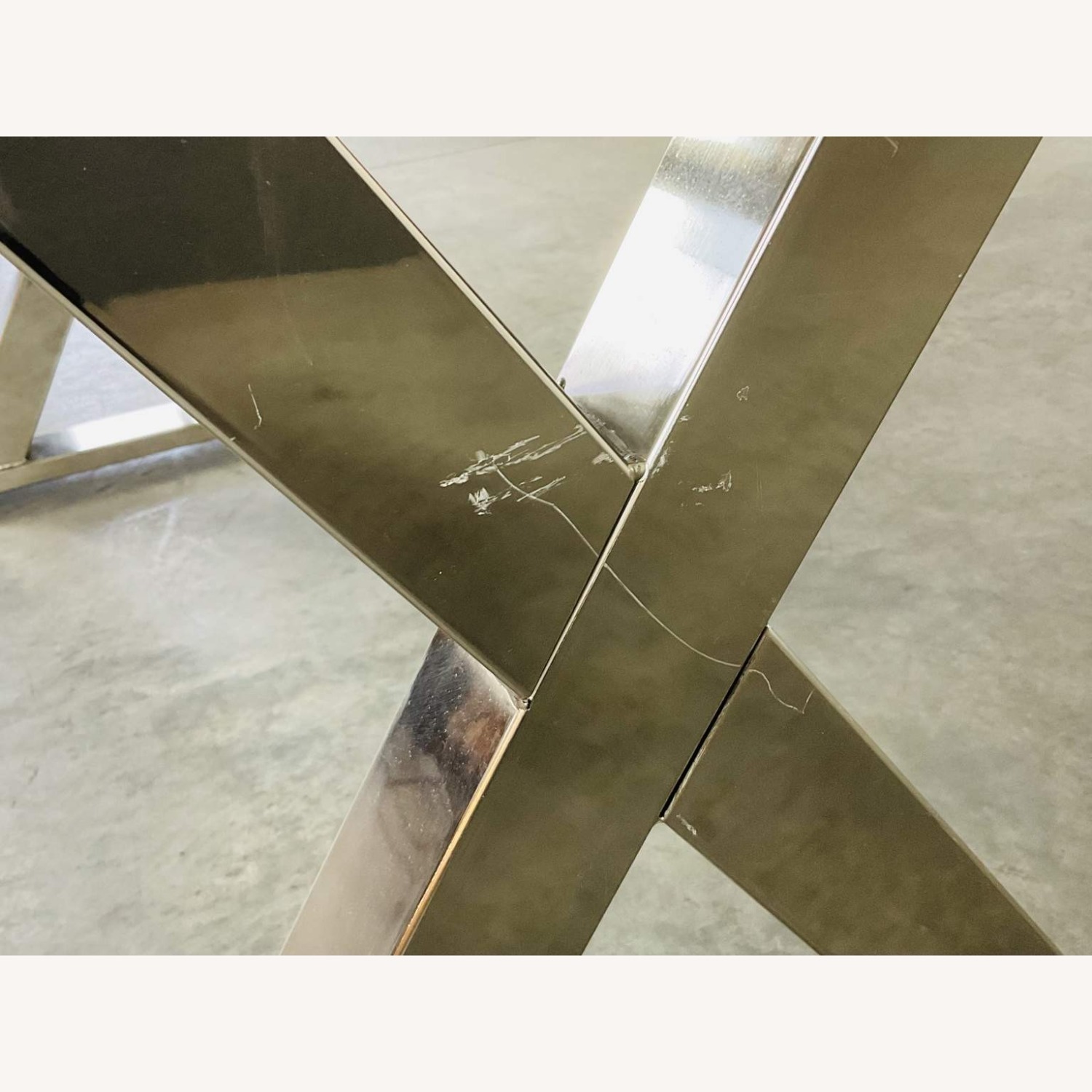 Chrome X Form Desk With Glass Top - image-9