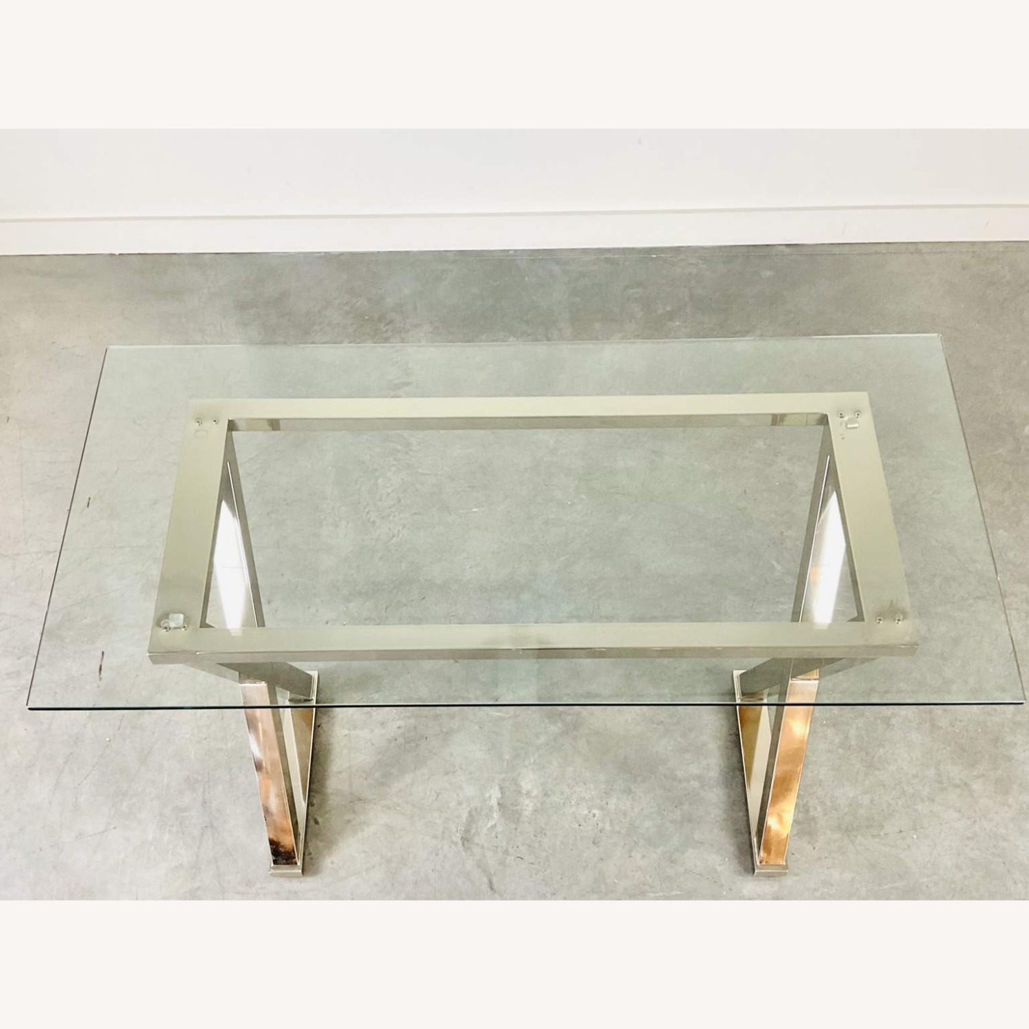 Chrome X Form Desk With Glass Top - image-2