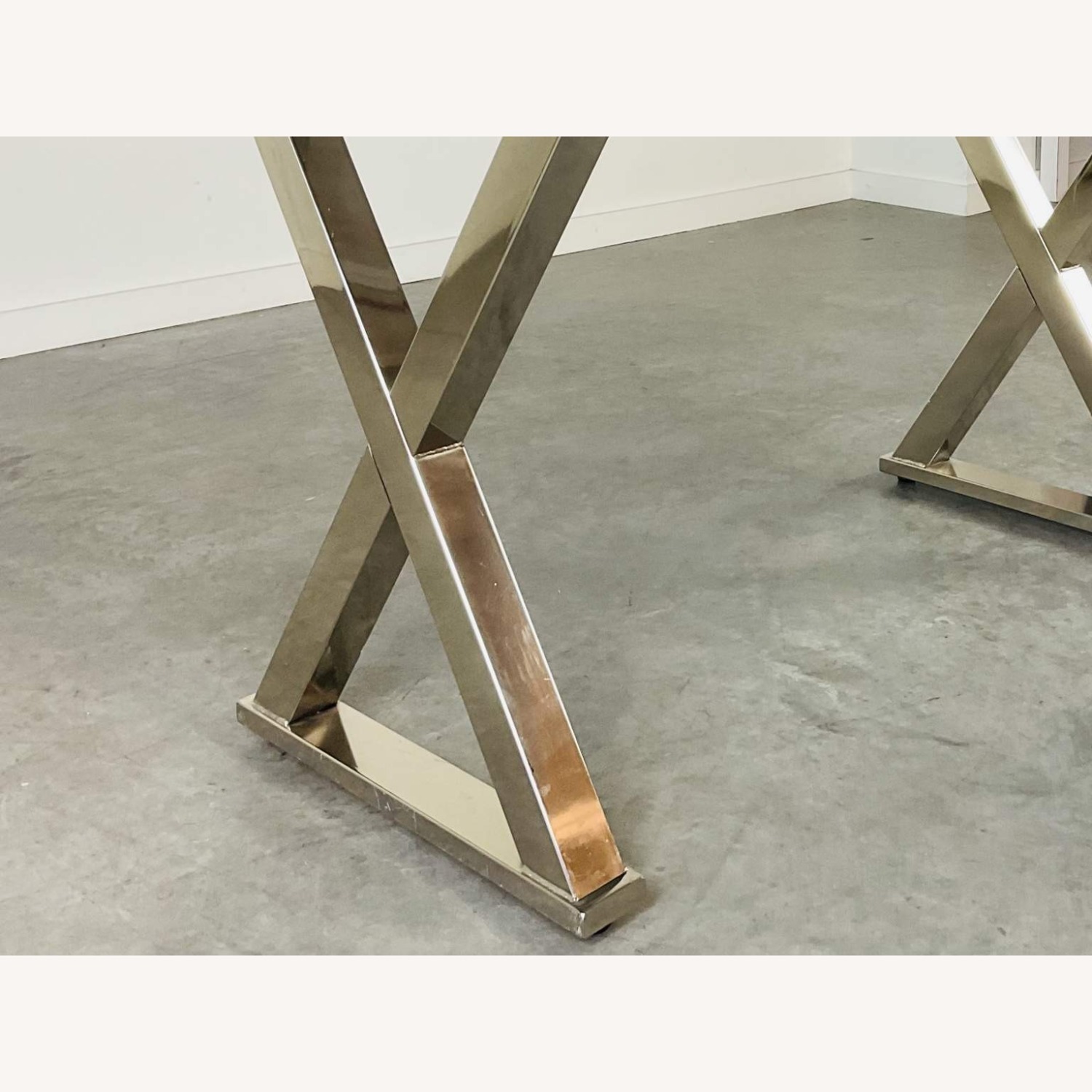 Chrome X Form Desk With Glass Top - image-4
