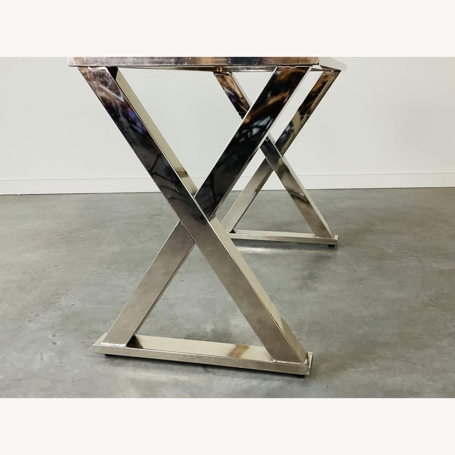 Chrome X Form Desk With Glass Top - image-3