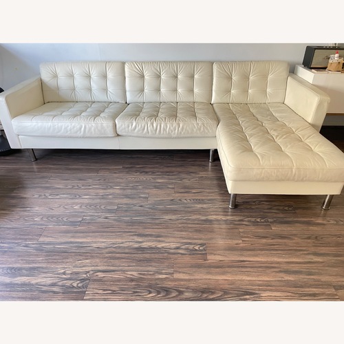 Used IKEA Morabo Cream Color Leather Sofa for sale on AptDeco