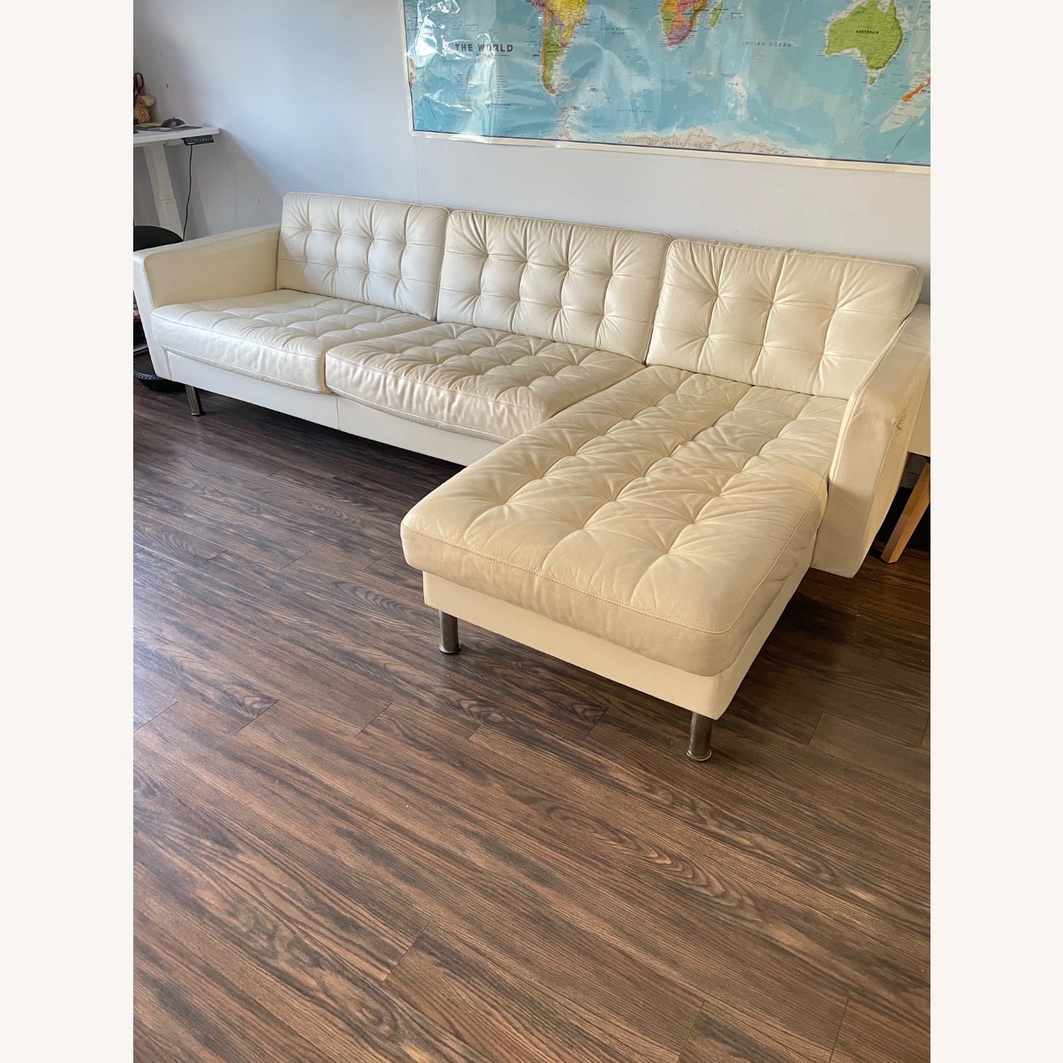 IKEA Morabo Cream Color Leather Sofa - image-2