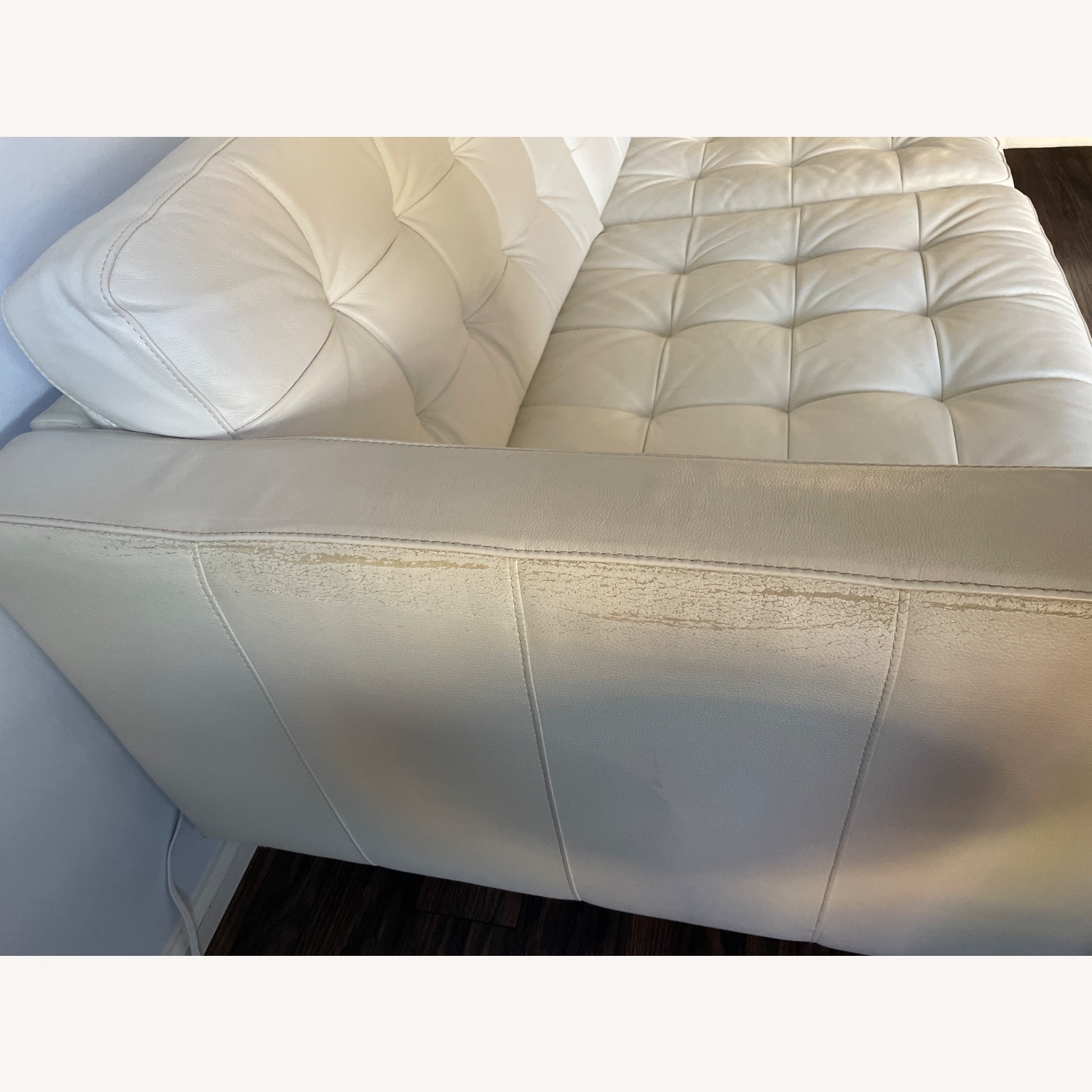 IKEA Morabo Cream Color Leather Sofa - image-4