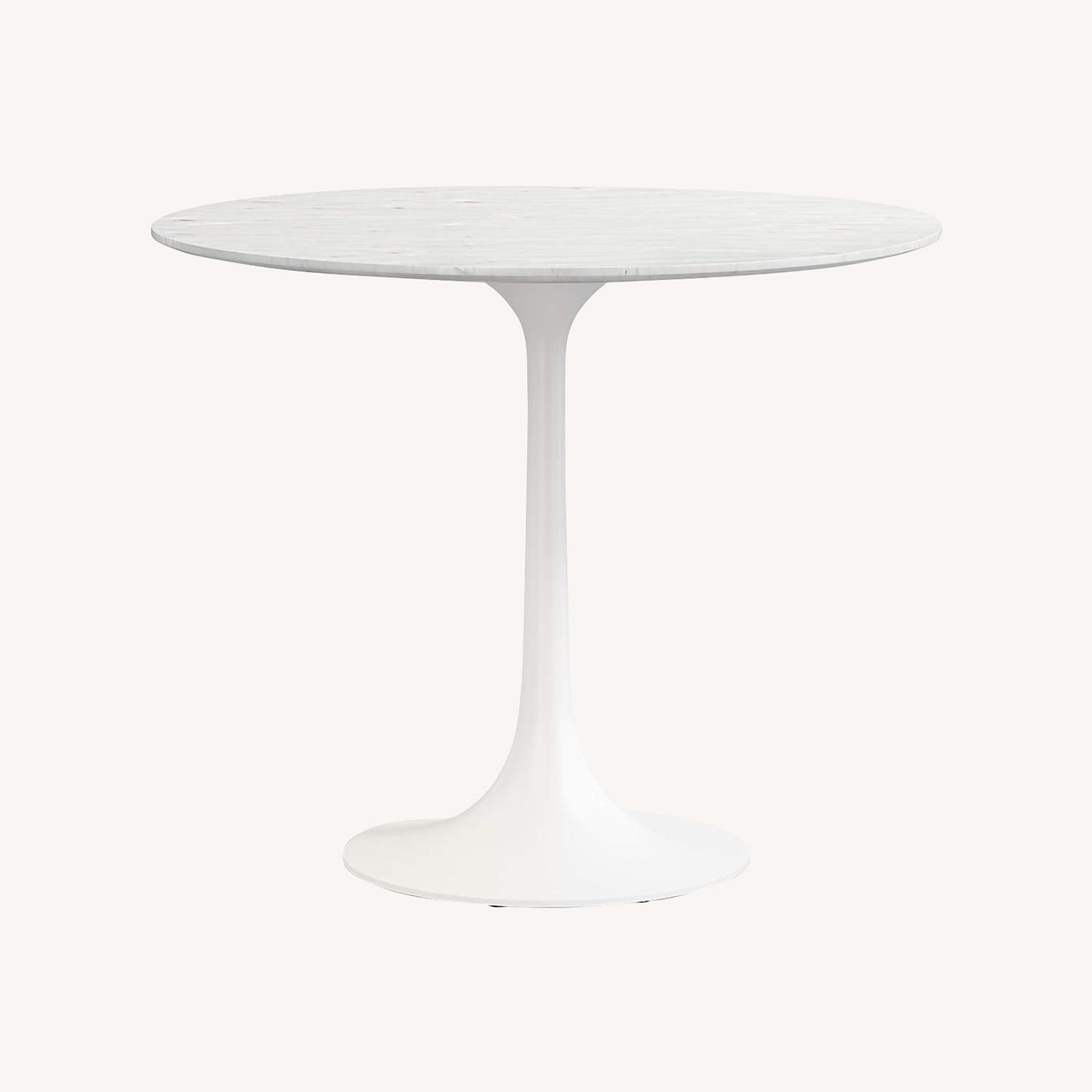 Crate & Barrel Nero 39” Round Table with White Base - image-0