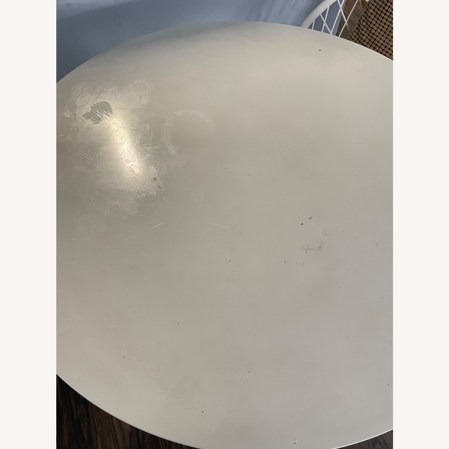 Crate & Barrel Nero 39” Round Table with White Base - image-4