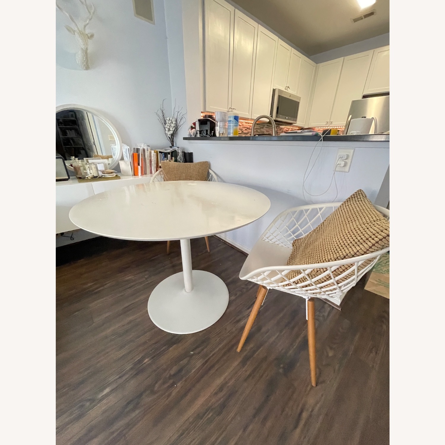 Crate & Barrel Nero 39” Round Table with White Base - image-2