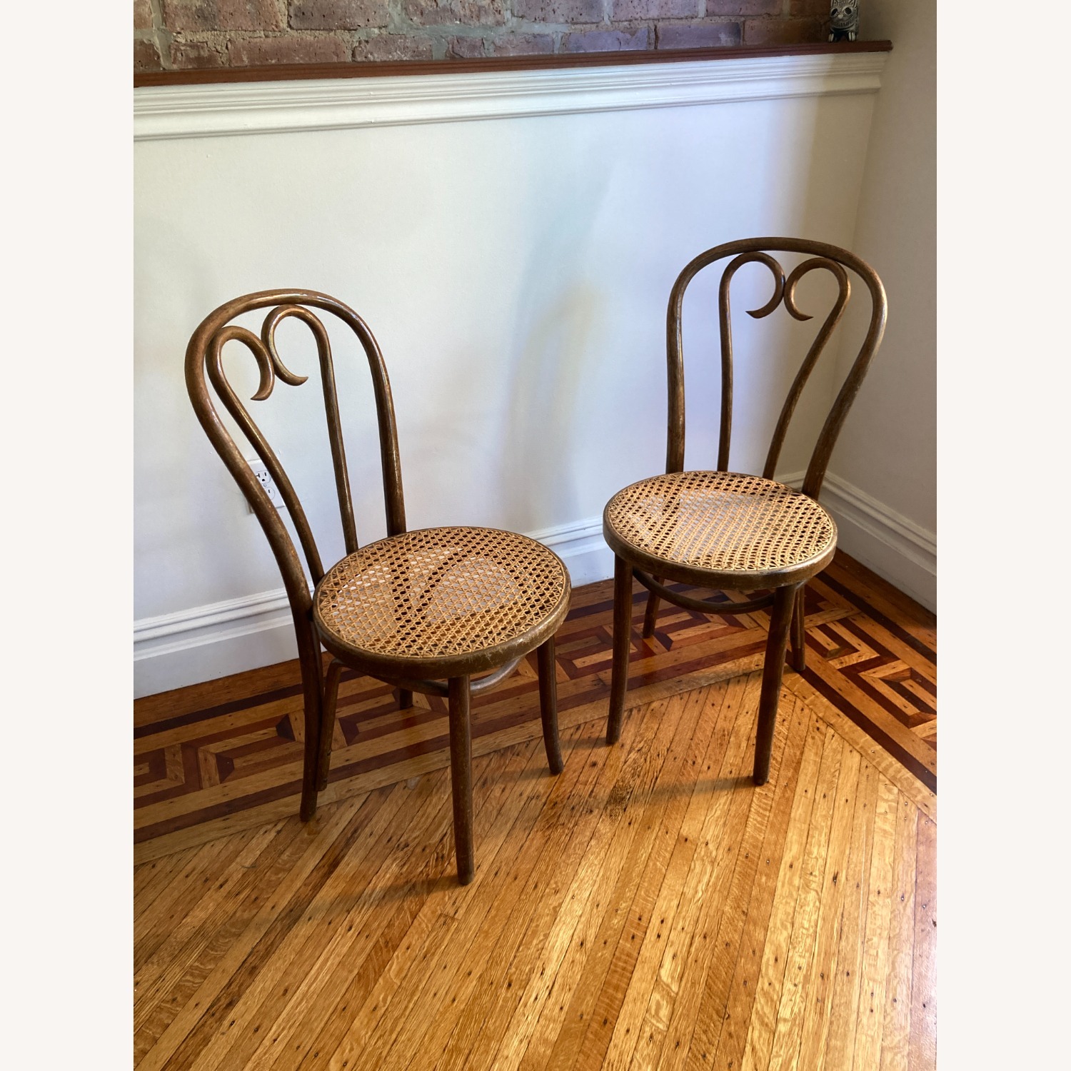Pair of Early 20th Century Caned Bentwood Chairs - image-11