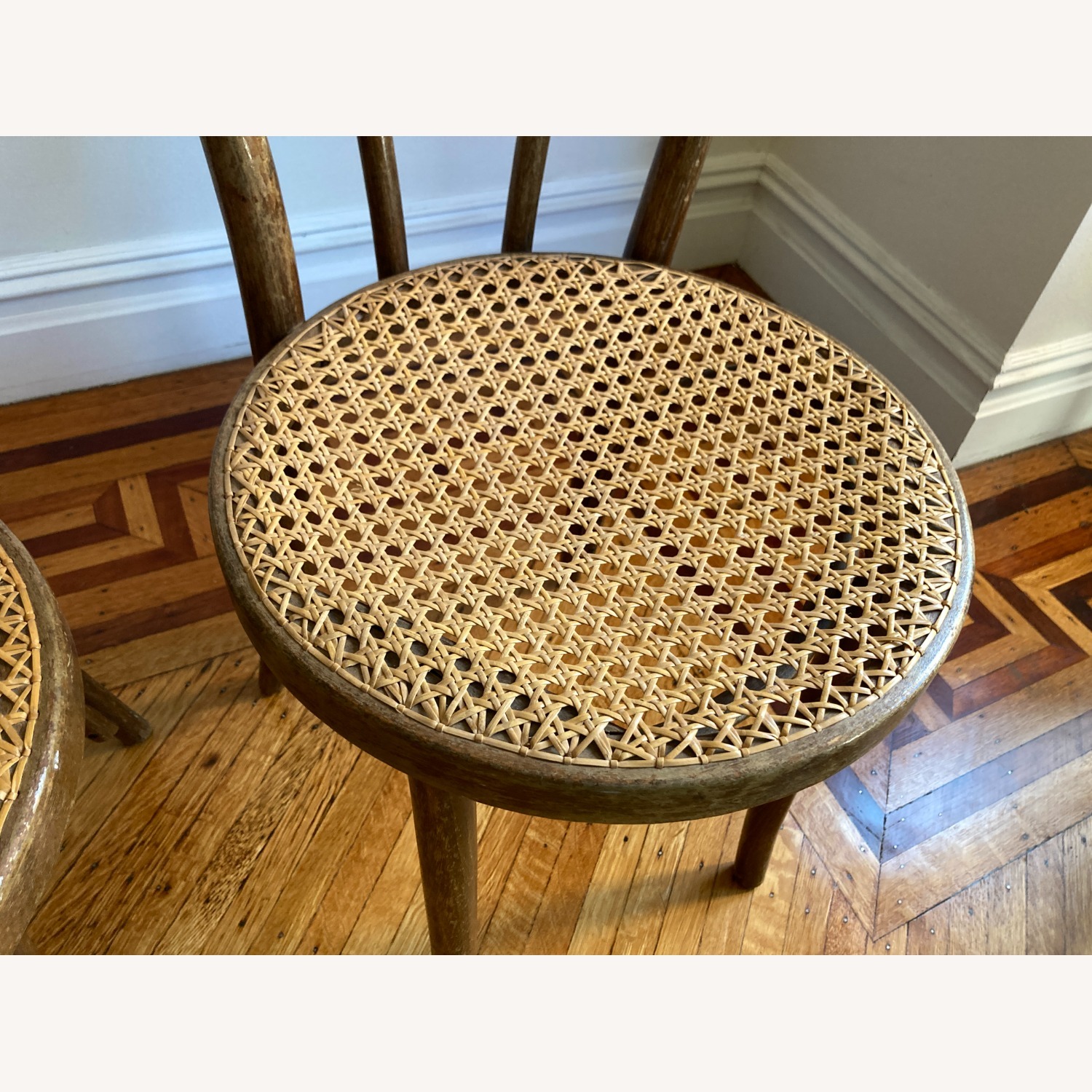 Pair of Early 20th Century Caned Bentwood Chairs - image-10