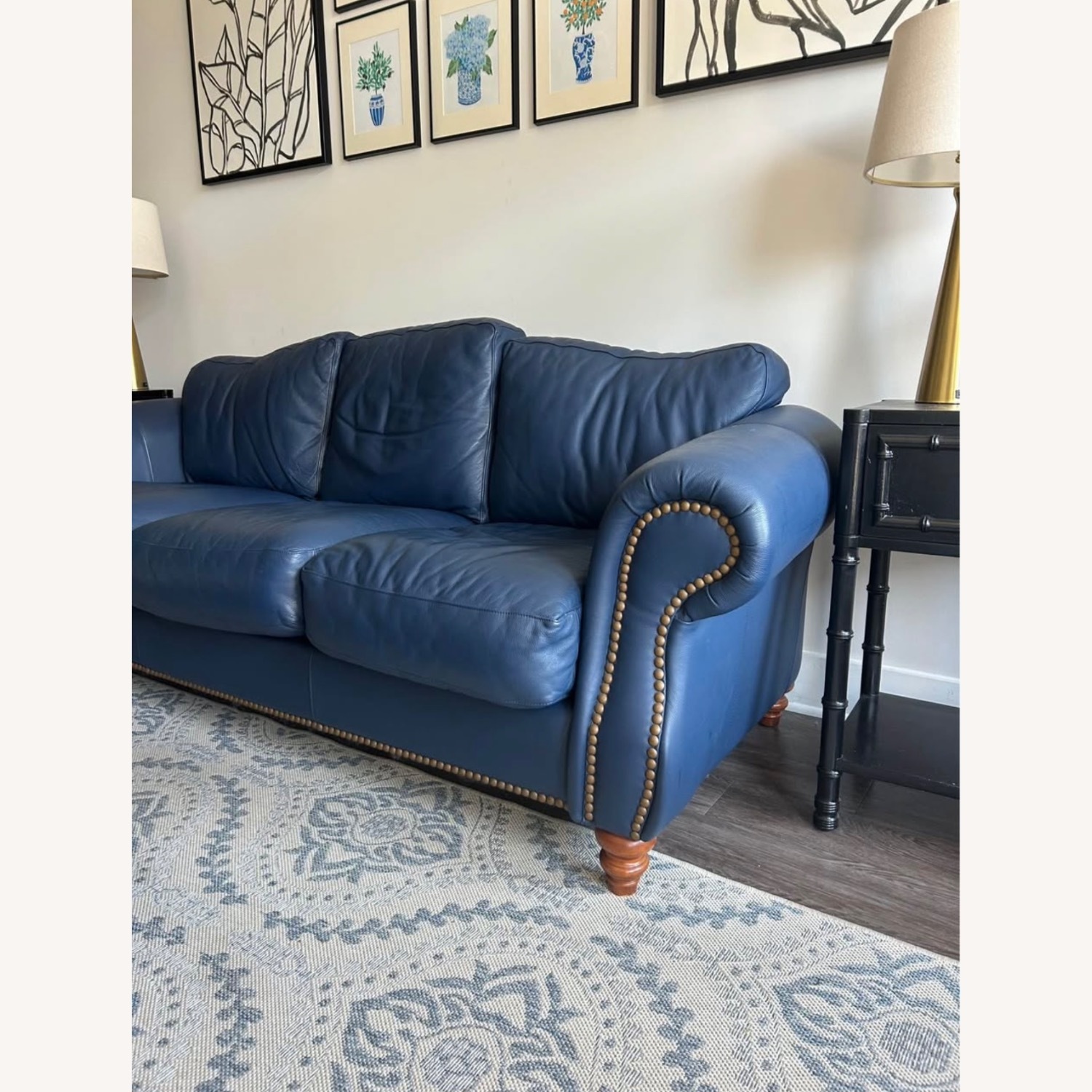 Blue Leather Couch - image-4