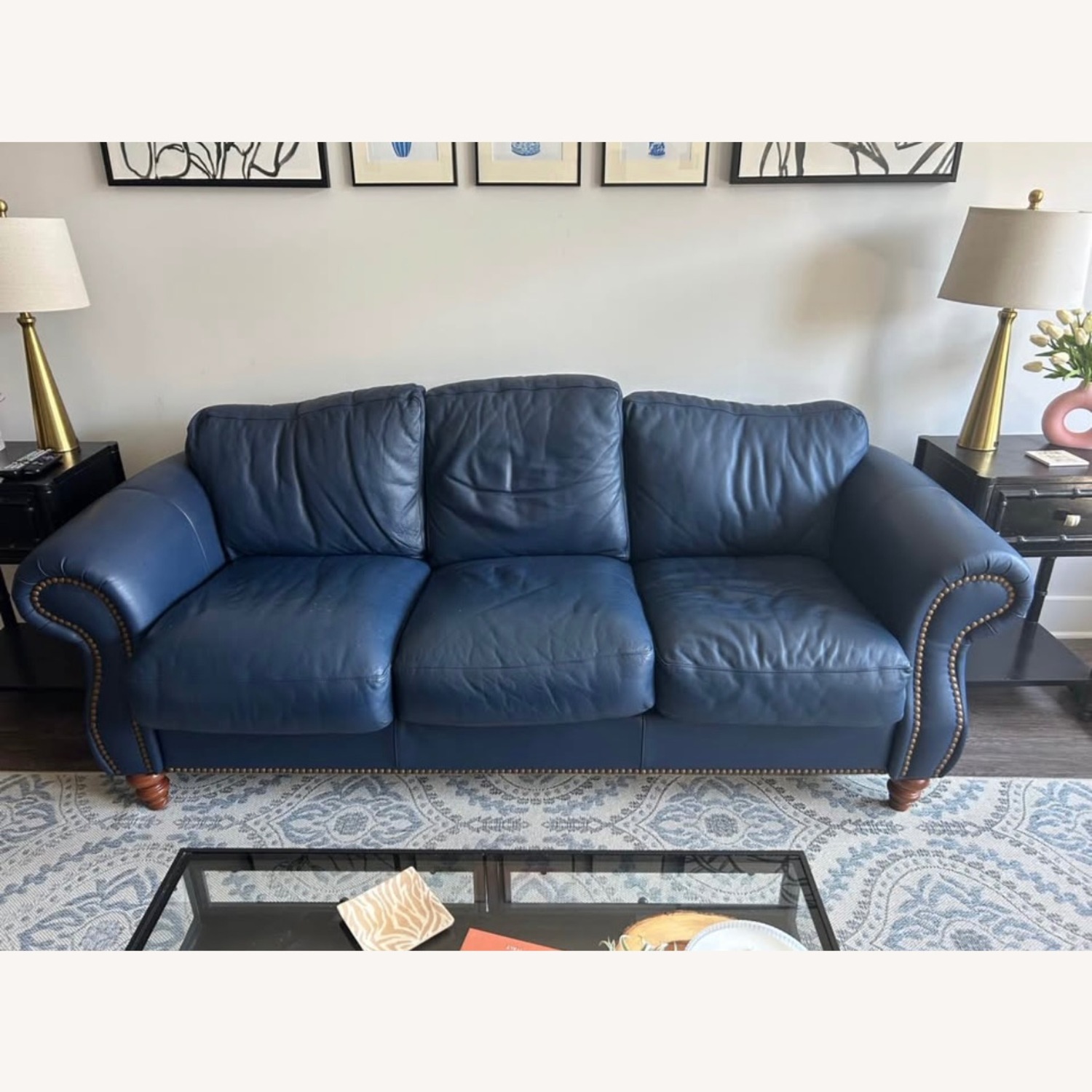 Blue Leather Couch - image-2